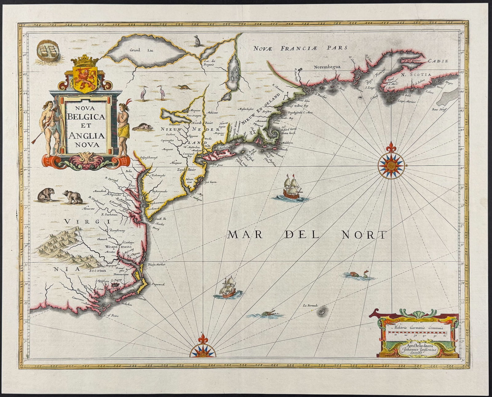 Jansson - Map of the East Coast of America from Carolinas to Nova Scotia [Nova Belgica and Anglia (1 of 2)