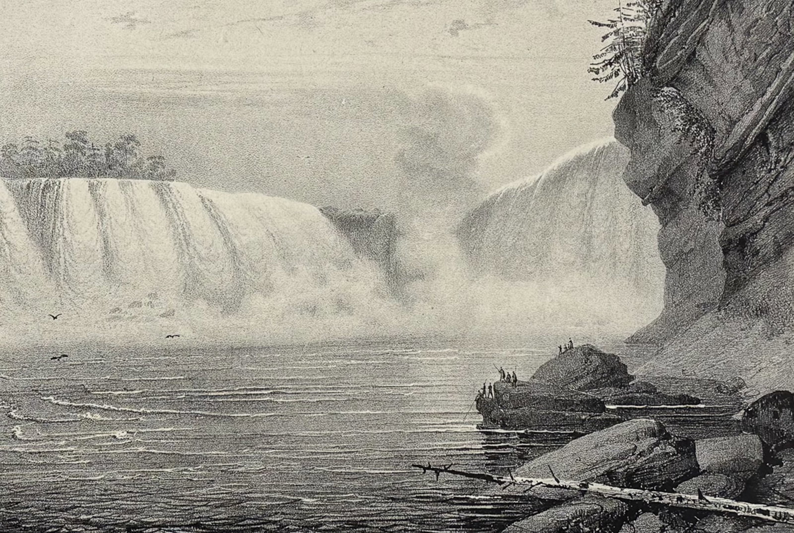 Milbert - Horse Shoe of Niagara from the Canada Side: This scarce and historic folio lithograph is from Jacques-Gerard Milbert's Itineraire pittoresque du fleuve Hudson et des parties laterales. The work was published in Paris by Henri Gaugain between