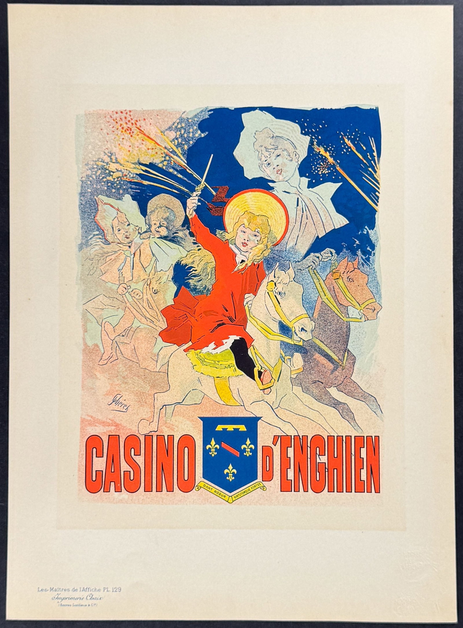 Maitres Affiches by Cheret - Casino d'Enghien: This first edition, folio lithograph after a poster is from Les Maitres de l'Affiche. The work was published by Imprimerie Chaix under the direction of Jules Cheret in Paris between 1896 and 1900.
