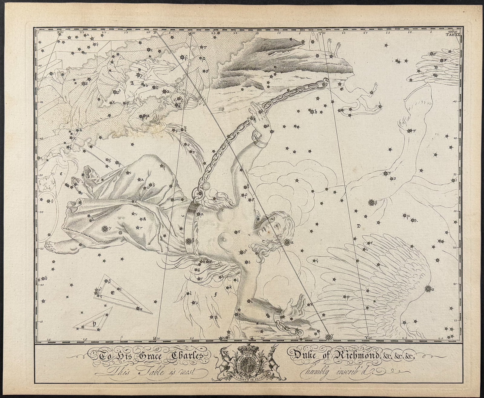 Bevis, Rare - Constellation or Star Chart of Andromeda, Chained Woman or Alpheratz and Sirrah (1 of 1)