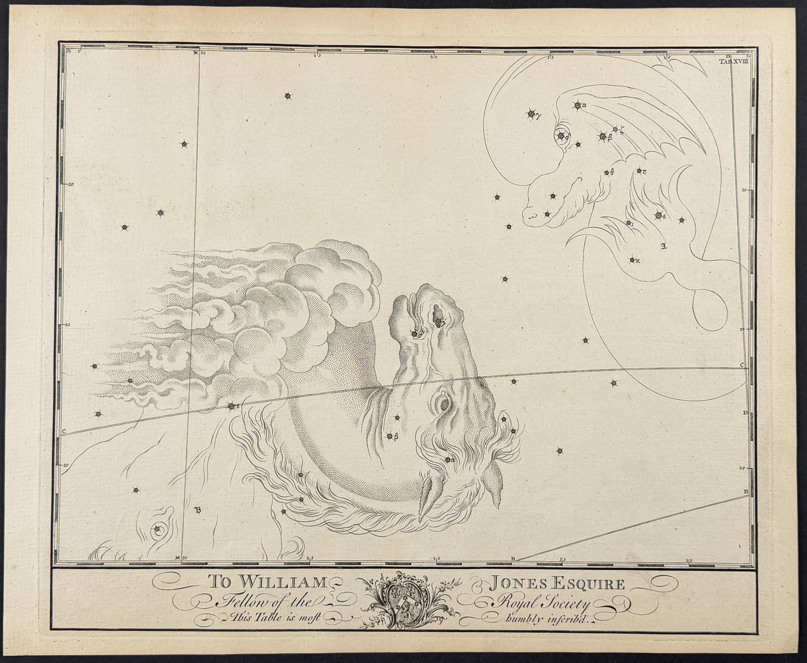 Flamsteed - Constellation or Celestial Chart of Dragon, Cepheus, Cassiopeia (1 of 1)