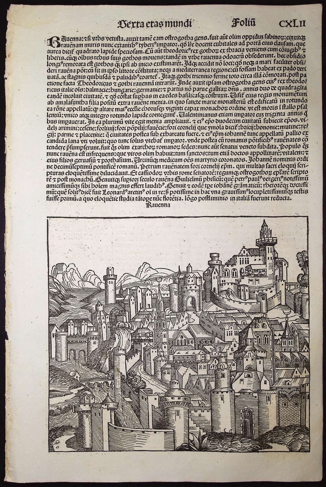 Schedel, pub. 1493 - View of Ravenna, Rome, Italy & Religious & Historic People (1 of 2)