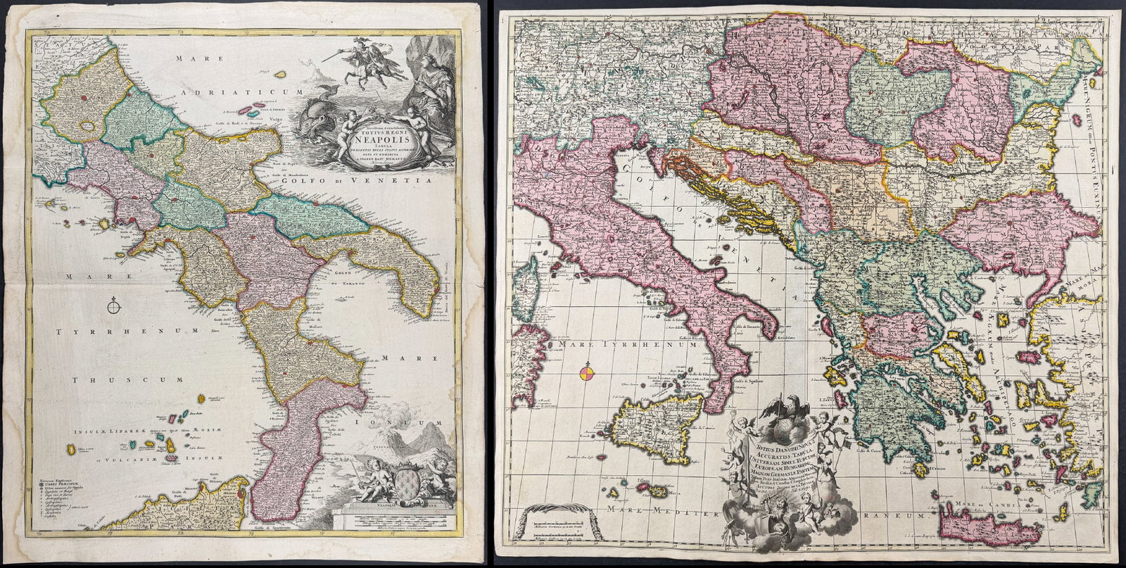 Visscher - Pair of Maps of Italy & Greece: This exceptional map with beautiful original hand-coloring is from the Visscher family's Atlas minor sive totius orbis terrarum contracta delineat ex conatibus. The map available is from a composite a