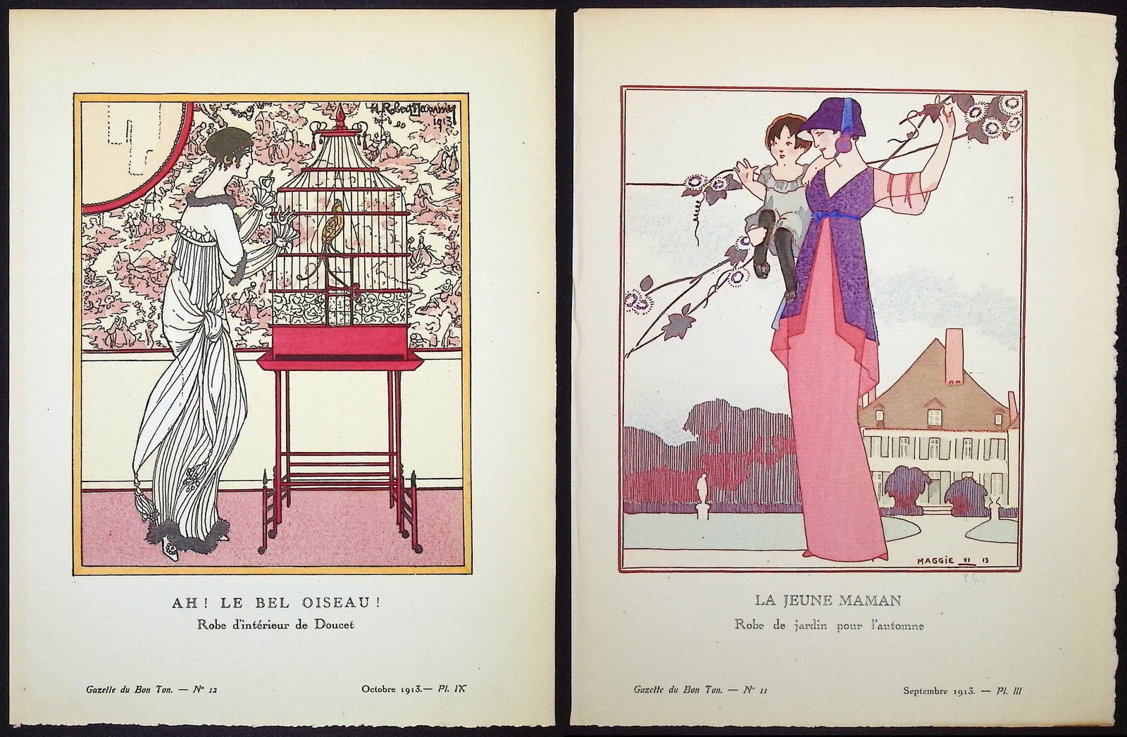 Gazette du Bon Ton - 12 Fashion Pochoirs: The Gazette du Bon Ton featured some of the most desirable pochoir, fashion lithographs. The fashion periodical ran from 1912 to 1925, and greatly influenced the style of the time. Great artists from