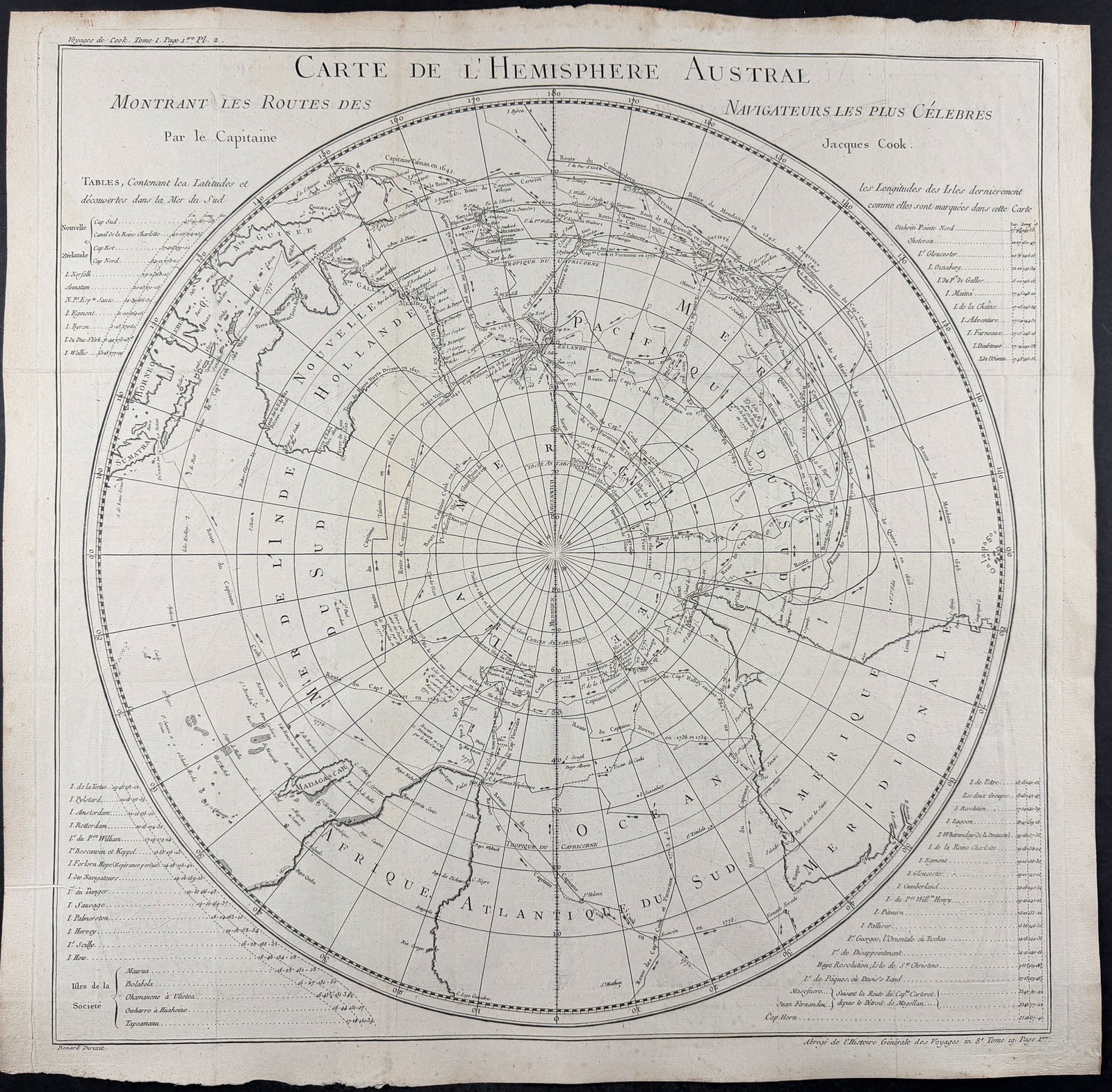 Captain Cook - Map of the Southern Hemisphere with Australia, part of Africa and South America (1 of 2)