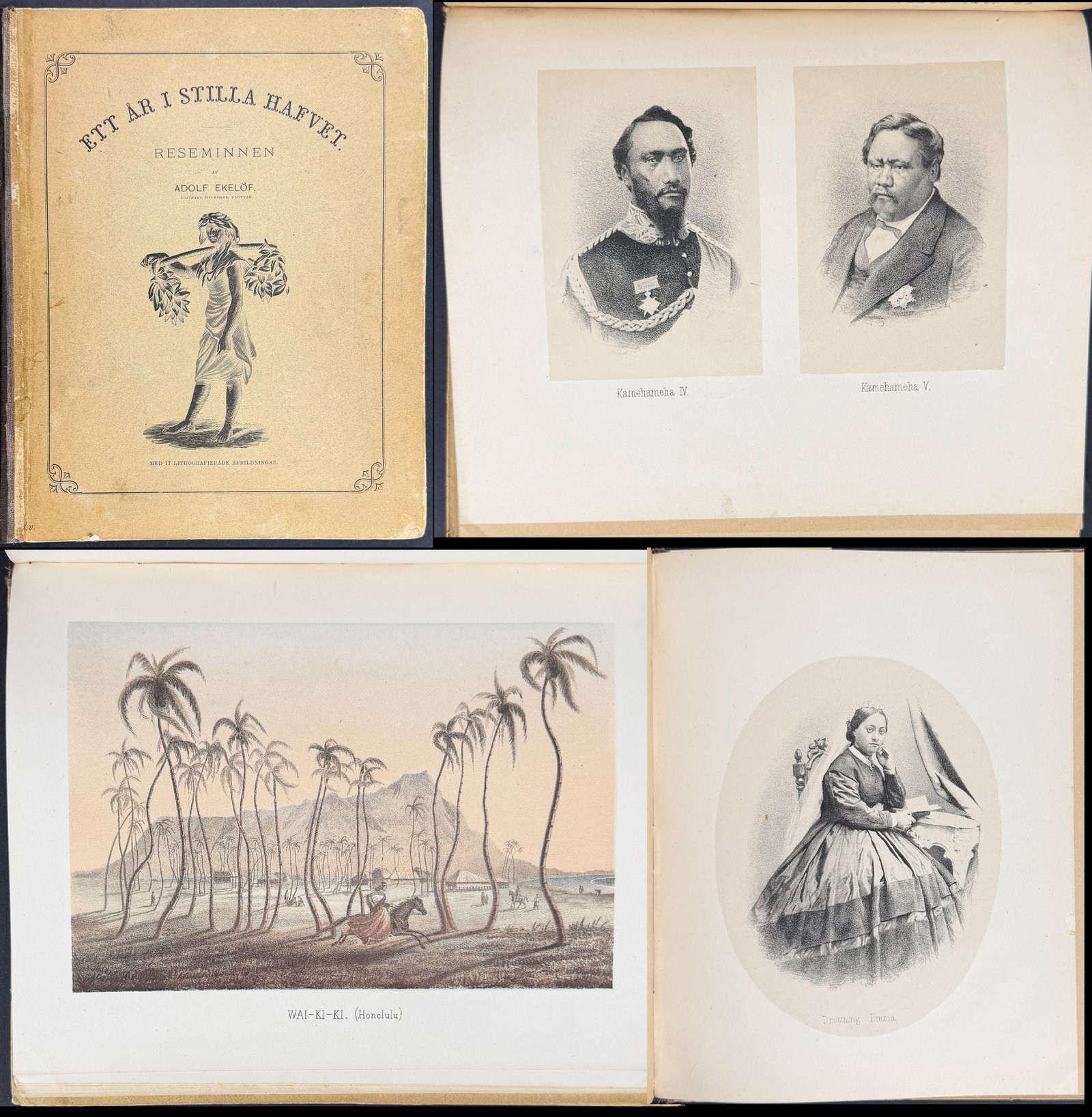 Ekelof’s Ett ar I Stilla hafvet - Volume with 12 Lithographs including Hawaiian Kings & Queen (1 of 15)