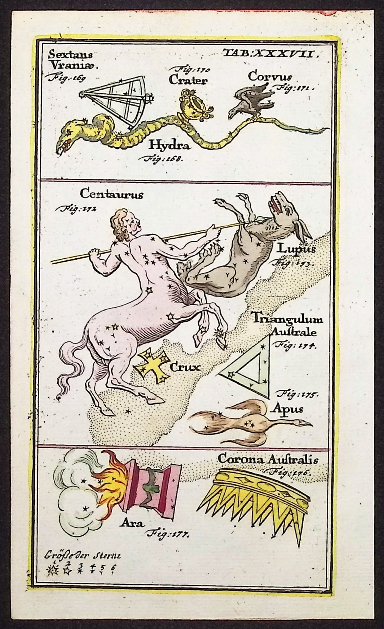 Rost - Celestial or Astronomy Engraving of Centaurus, Lupus, Corona Australis, Ara, Triangulum (1 of 1)