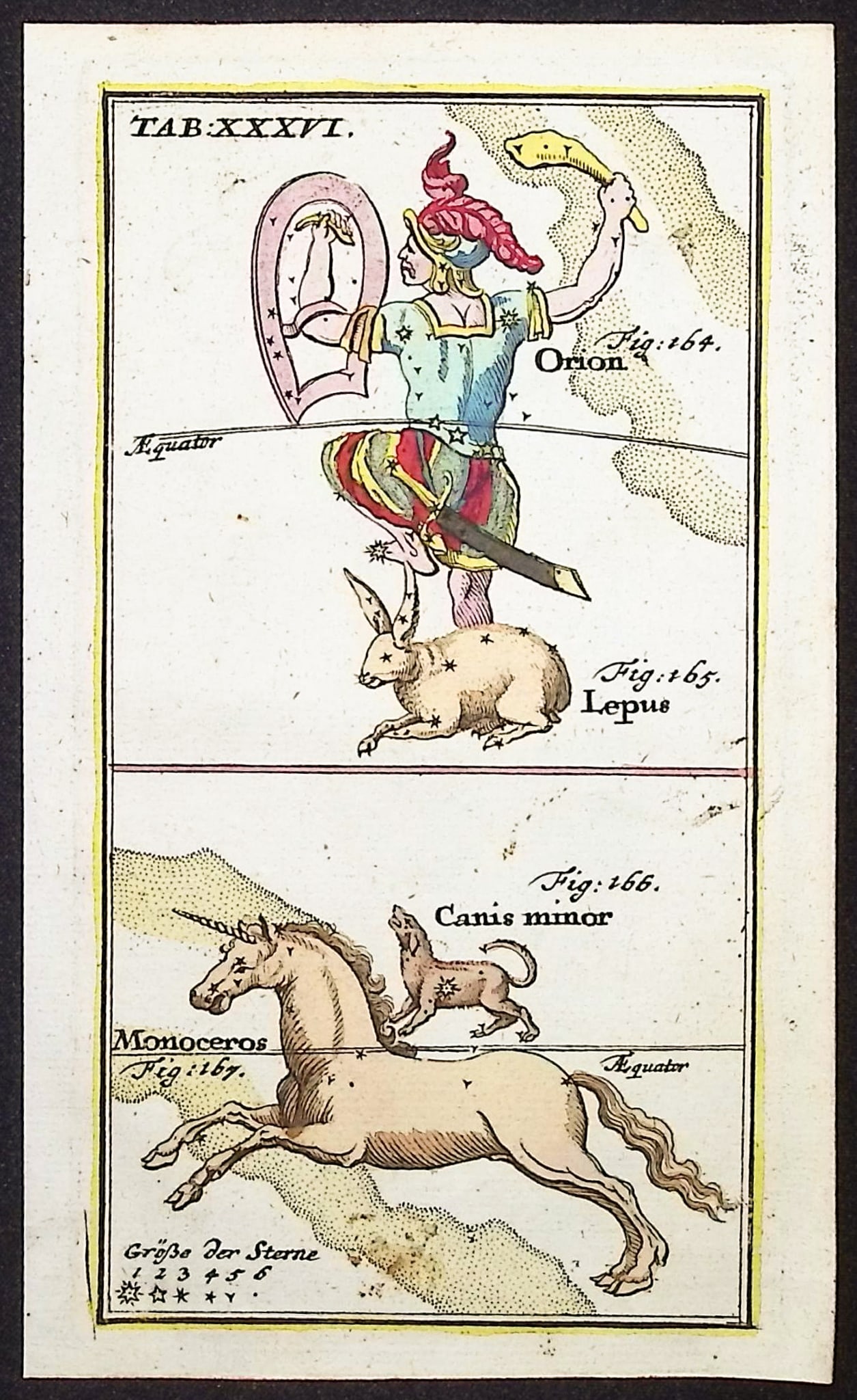 Rost - Celestial or Astronomy Engraving of Orion, Lepus, Canis minor, Monoceros (1 of 1)
