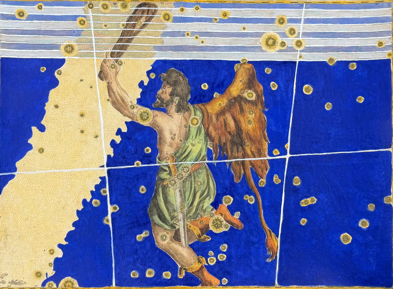 Bayer - Constellation or Star Chart of Orion, Hunter with Lion Skin (1 of 2)