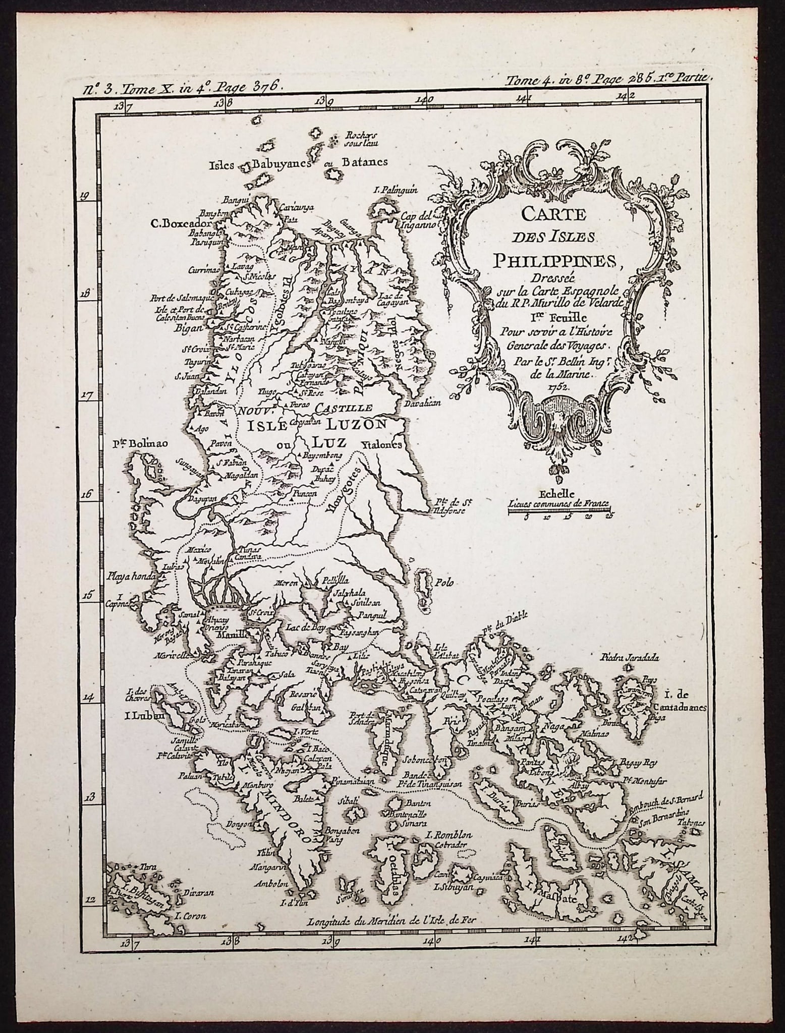 Prevost - Map of the Philippines: This fine engraving is from Antoine-Francois Prevost d'Exiles's Histoire Generale des Voyages, ou nouvelle collection de toutes les relations de voyages par mer et par terre, qui ont ete publiees jusq