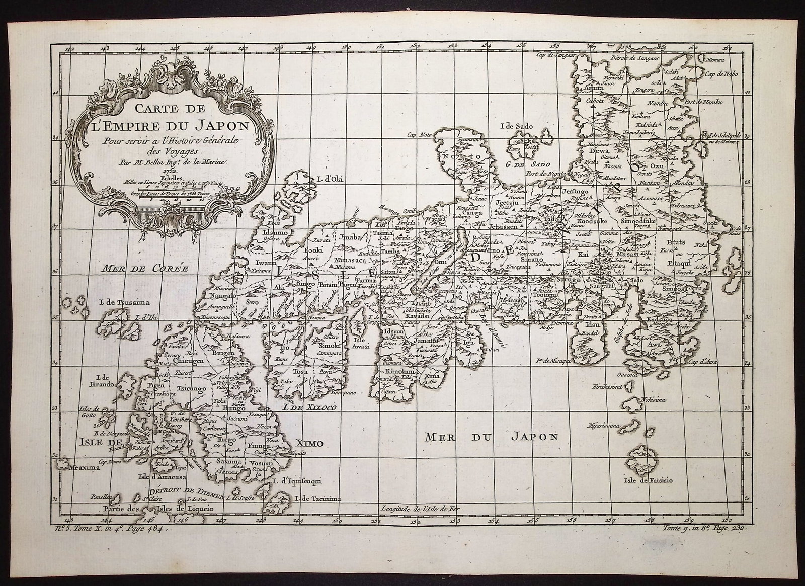 Prevost - Map of Japan: This fine engraving is from Antoine-Francois Prevost d'Exiles's Histoire Generale des Voyages, ou nouvelle collection de toutes les relations de voyages par mer et par terre, qui ont ete publiees jusq