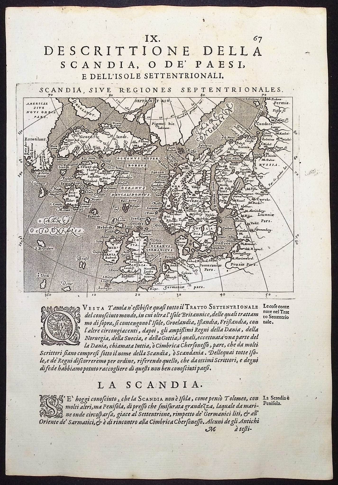 Cernoti & Magini's Ptolemy, pub. 1597 - Map of the North Sea with part of America, Greenland, (1 of 1)