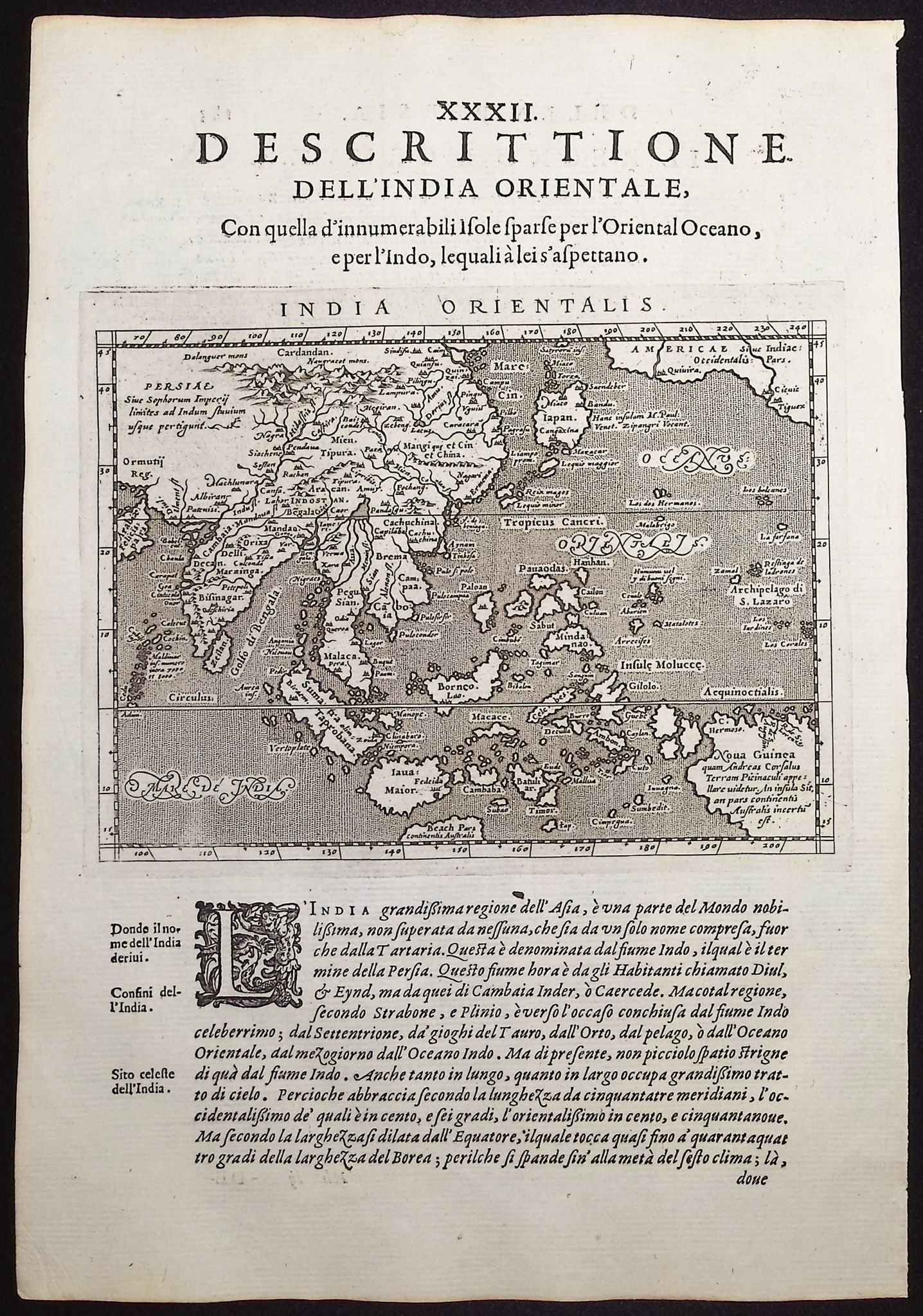 Cernoti & Magini's Ptolemy, pub. 1597 - Map of India and East Indies Islands, part of America & New (1 of 1)