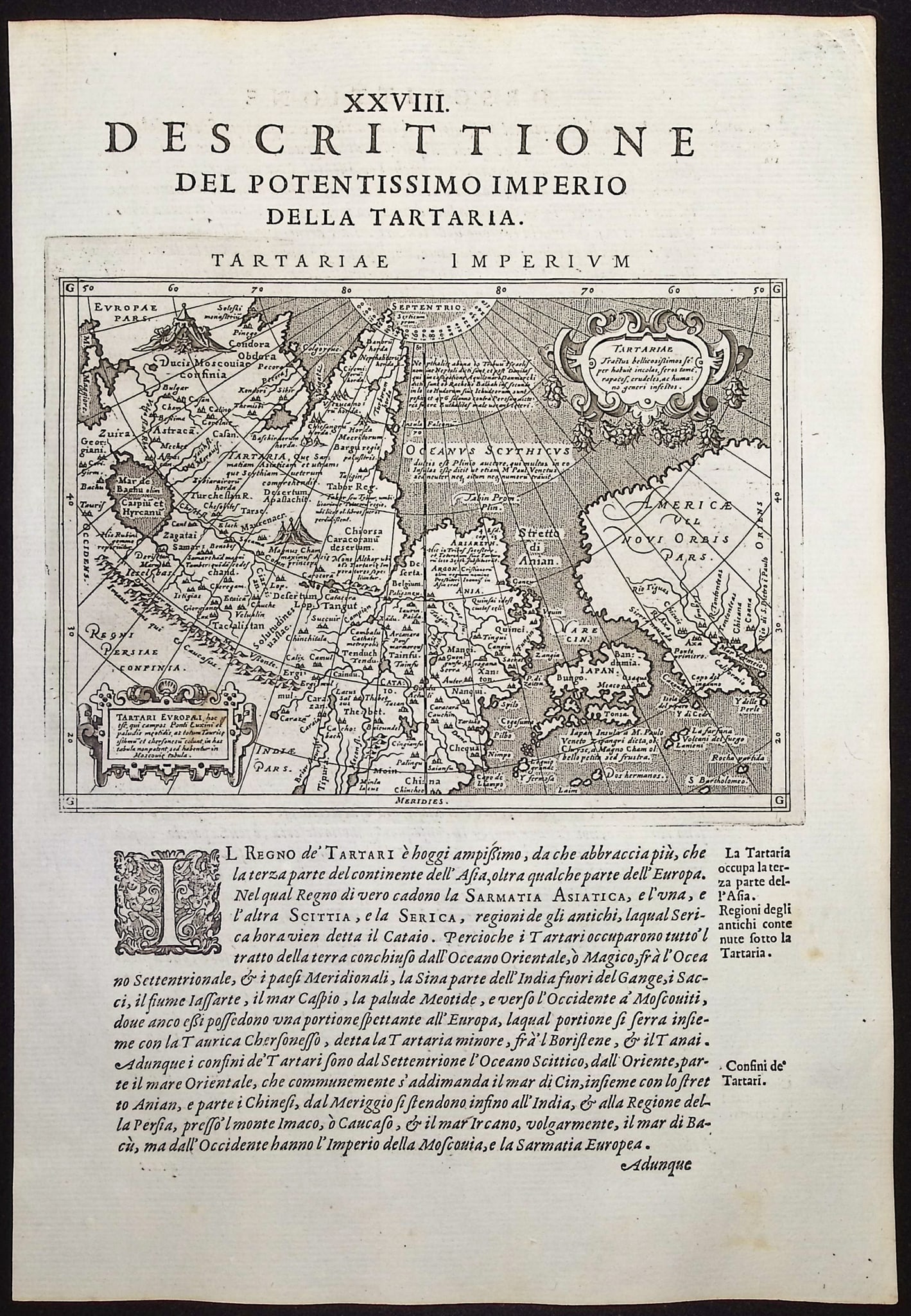 Cernoti & Magini's Ptolemy, pub. 1597 - Map of Tartary with NE Asia, Japan, North America (1 of 1)