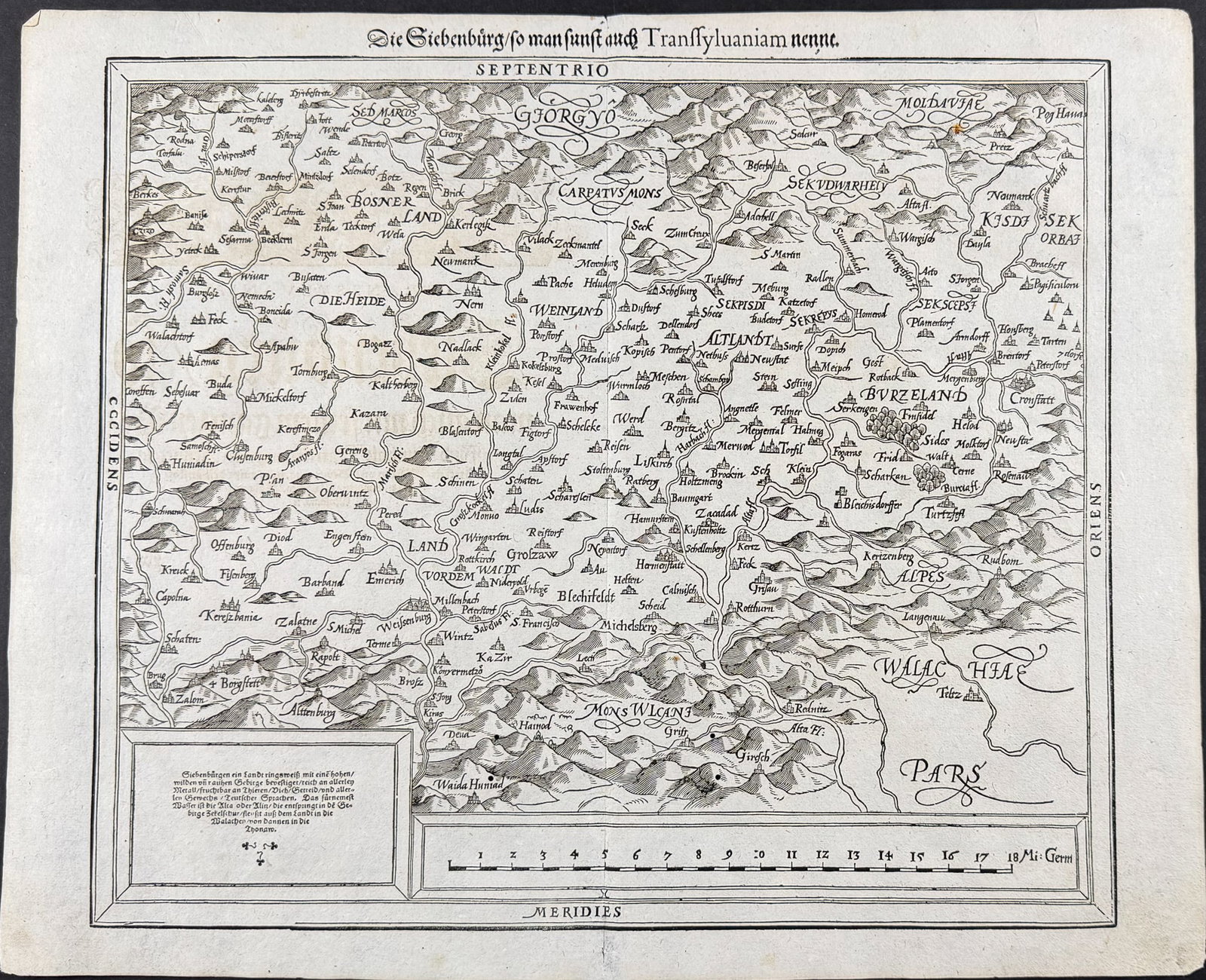 Munster, pub. 1598 - Map of Transylvania, Romania (1 of 1)