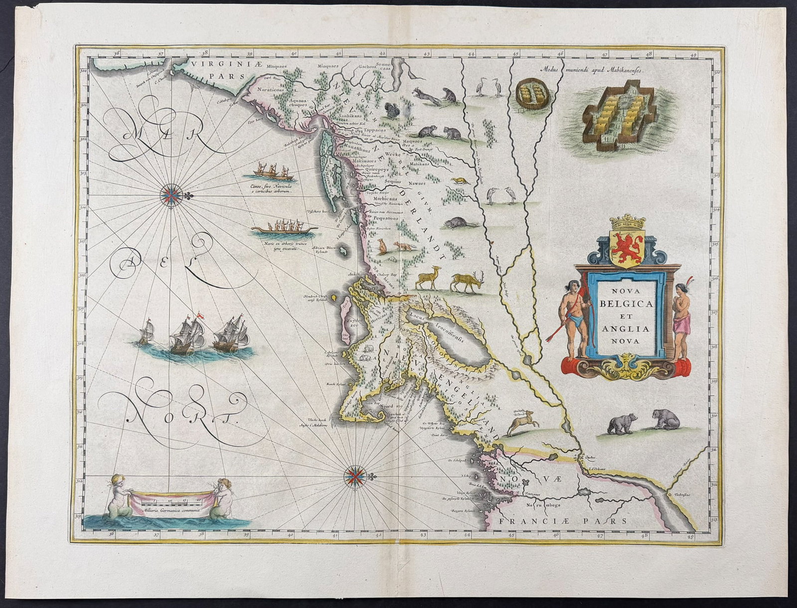 Blaeu, pub. 1635 - Map of New England [Nova Belgica et Anglia Nova] (1 of 2)