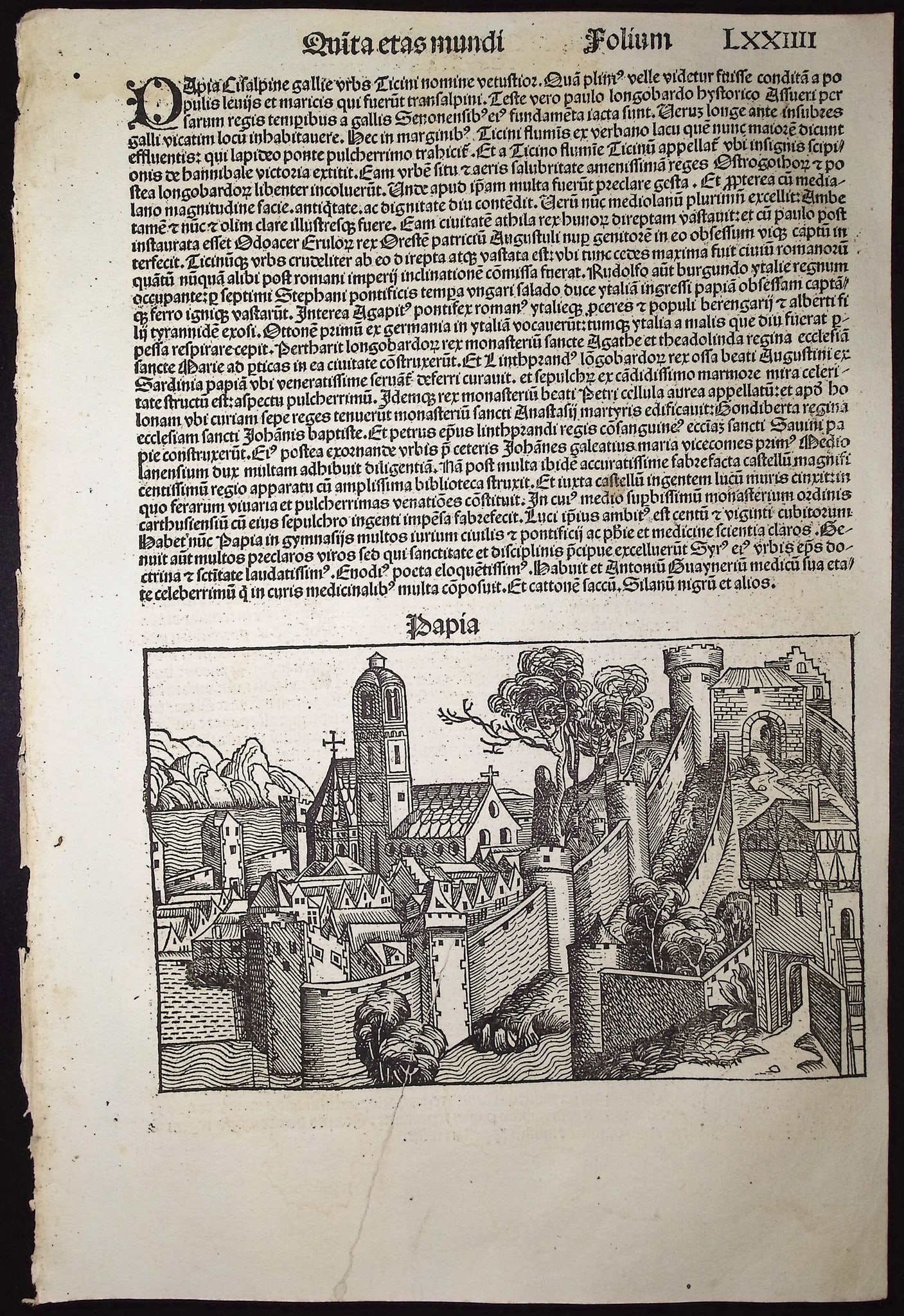 Schedel, pub. 1493 - View of Pavia, Italy & Religious & Historic People (1 of 2)