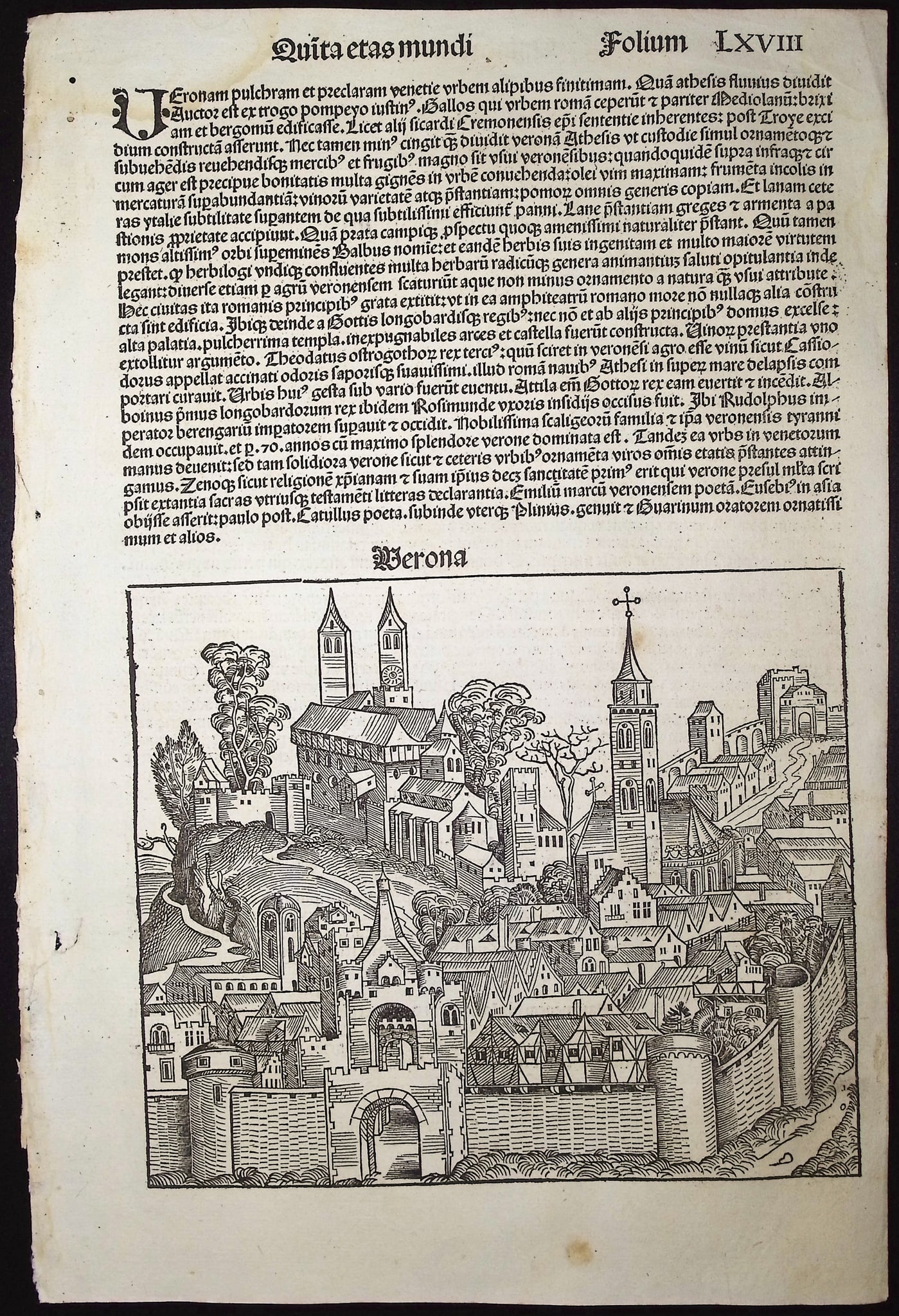 Schedel, pub. 1493 - View of Verona, Italy & Religious & Historic People (1 of 2)