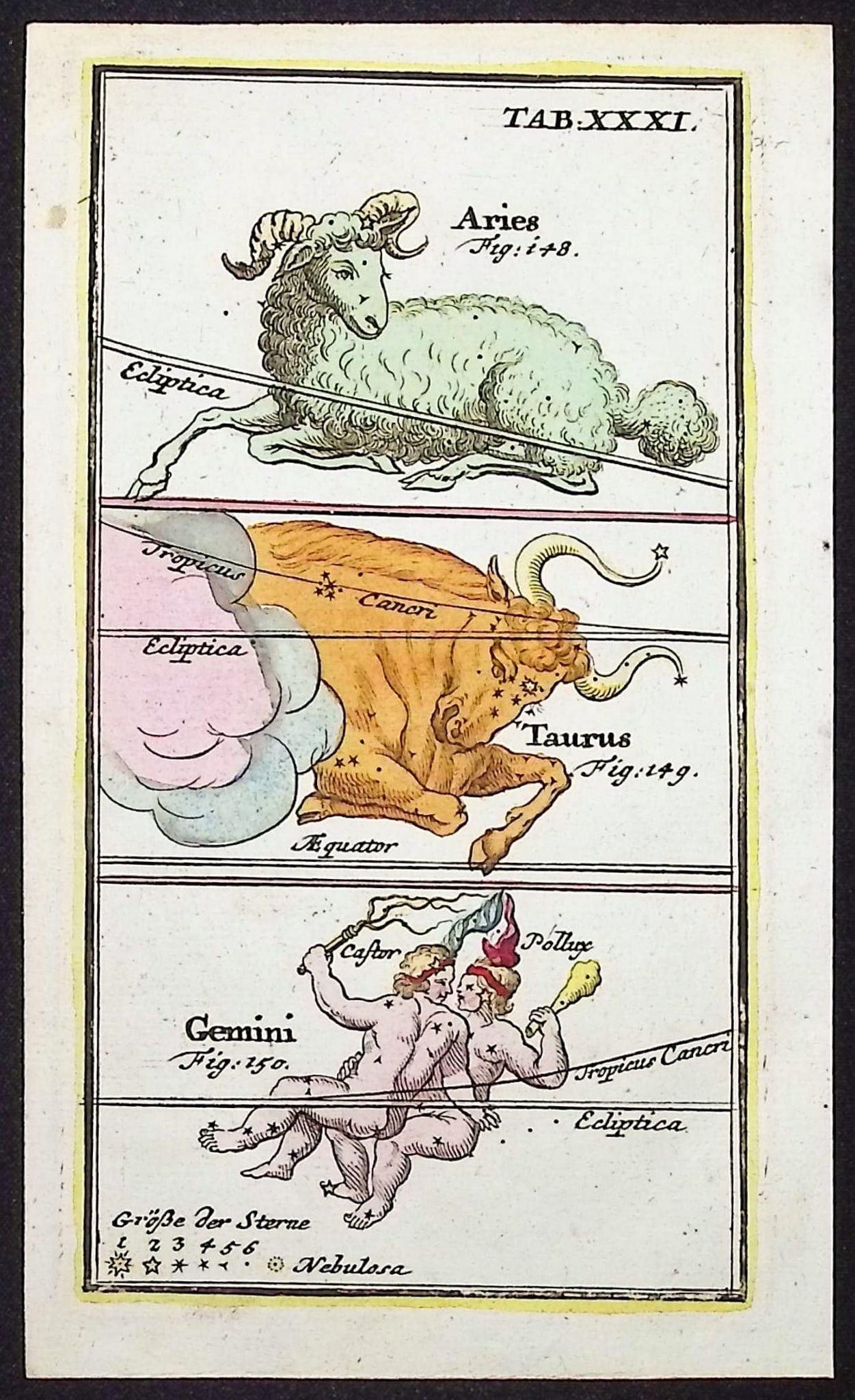 Rost - Celestial or Astronomy Engraving of Aries, Taurus, Gemini (1 of 1)