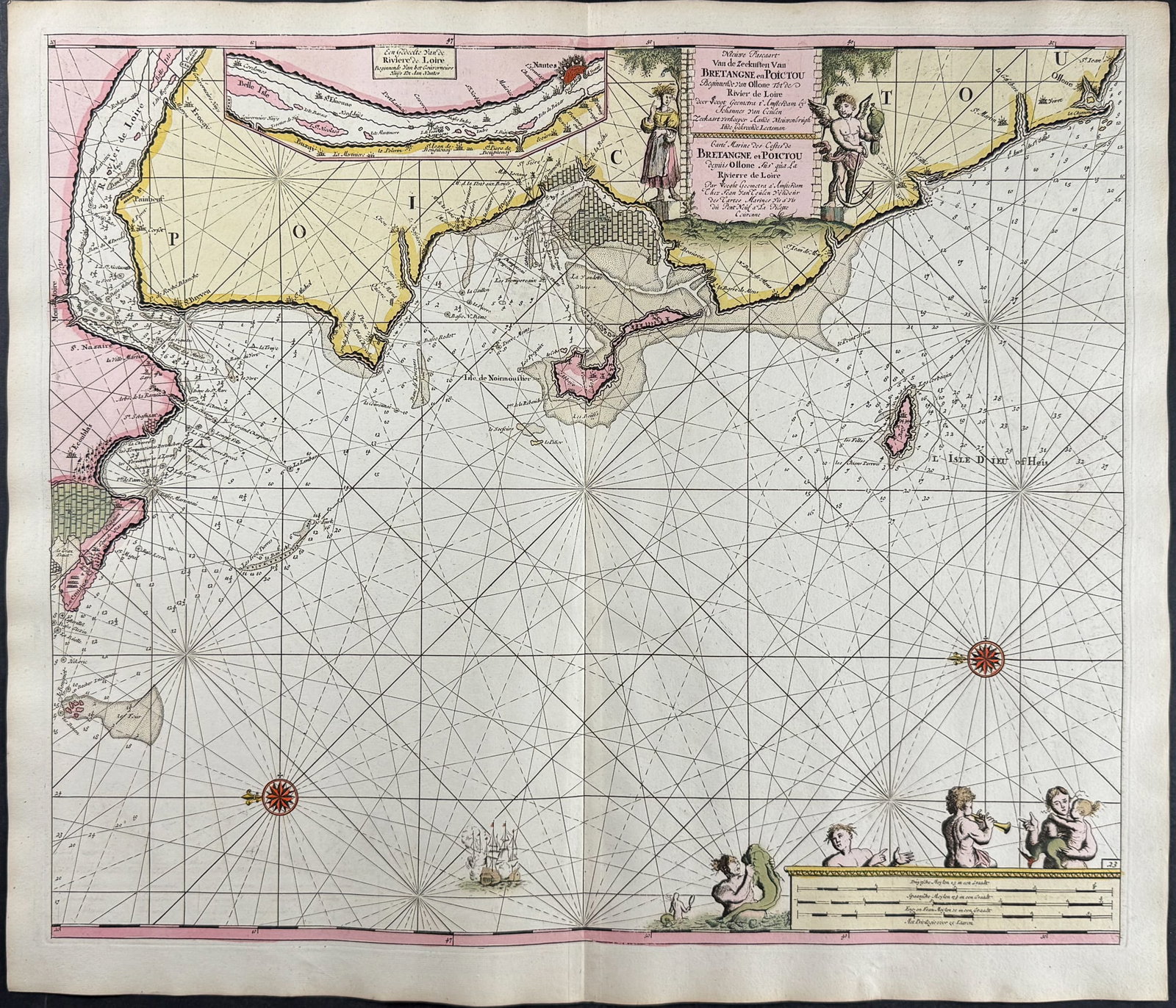 Van Keulen, Rare - Coastal Chart of Brittany / Beginning of Loire River (1 of 1)
