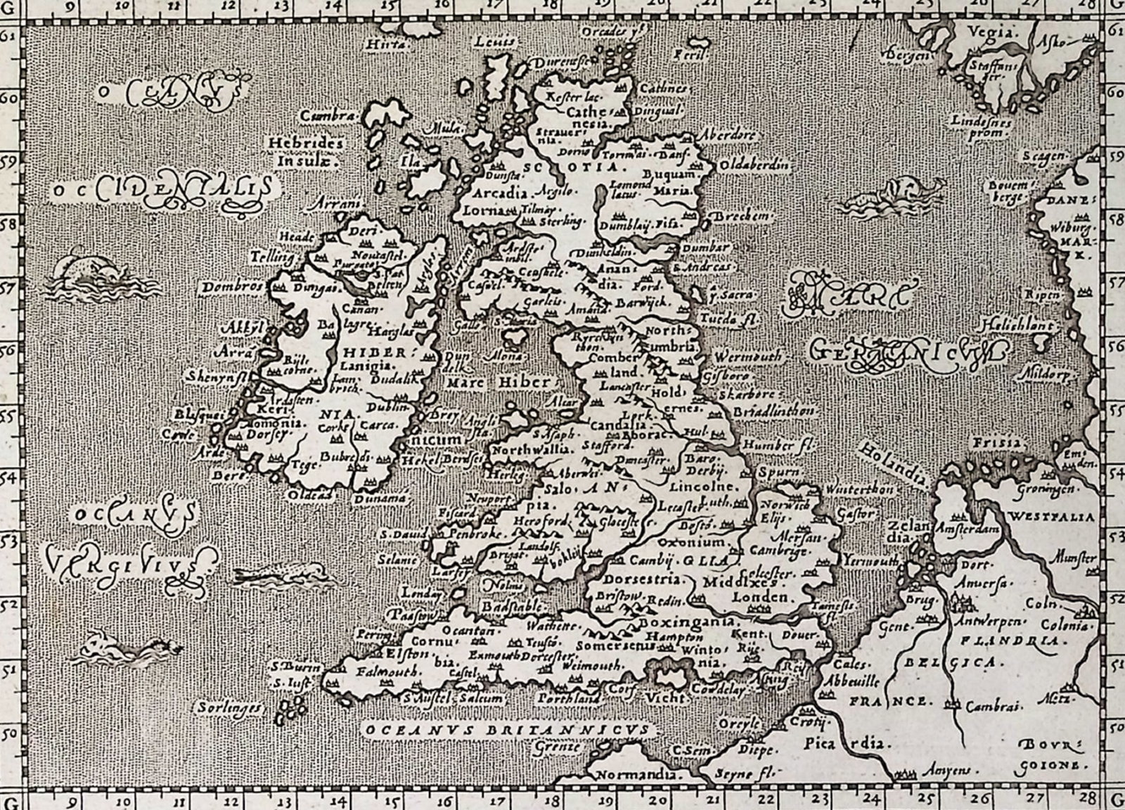 Cernoti & Magini's Ptolemy, pub. 1597 - Map of the British Isles (England, Scotland, Ireland) (1 of 2)