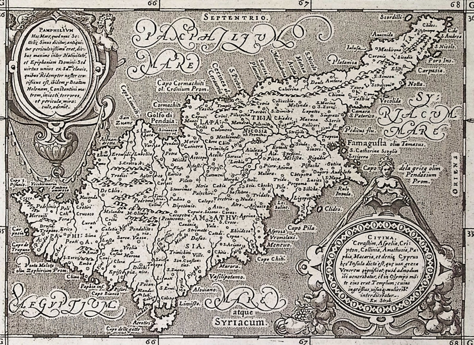 Cernoti & Magini's Ptolemy, pub. 1597 - Map of Cyprus (1 of 2)