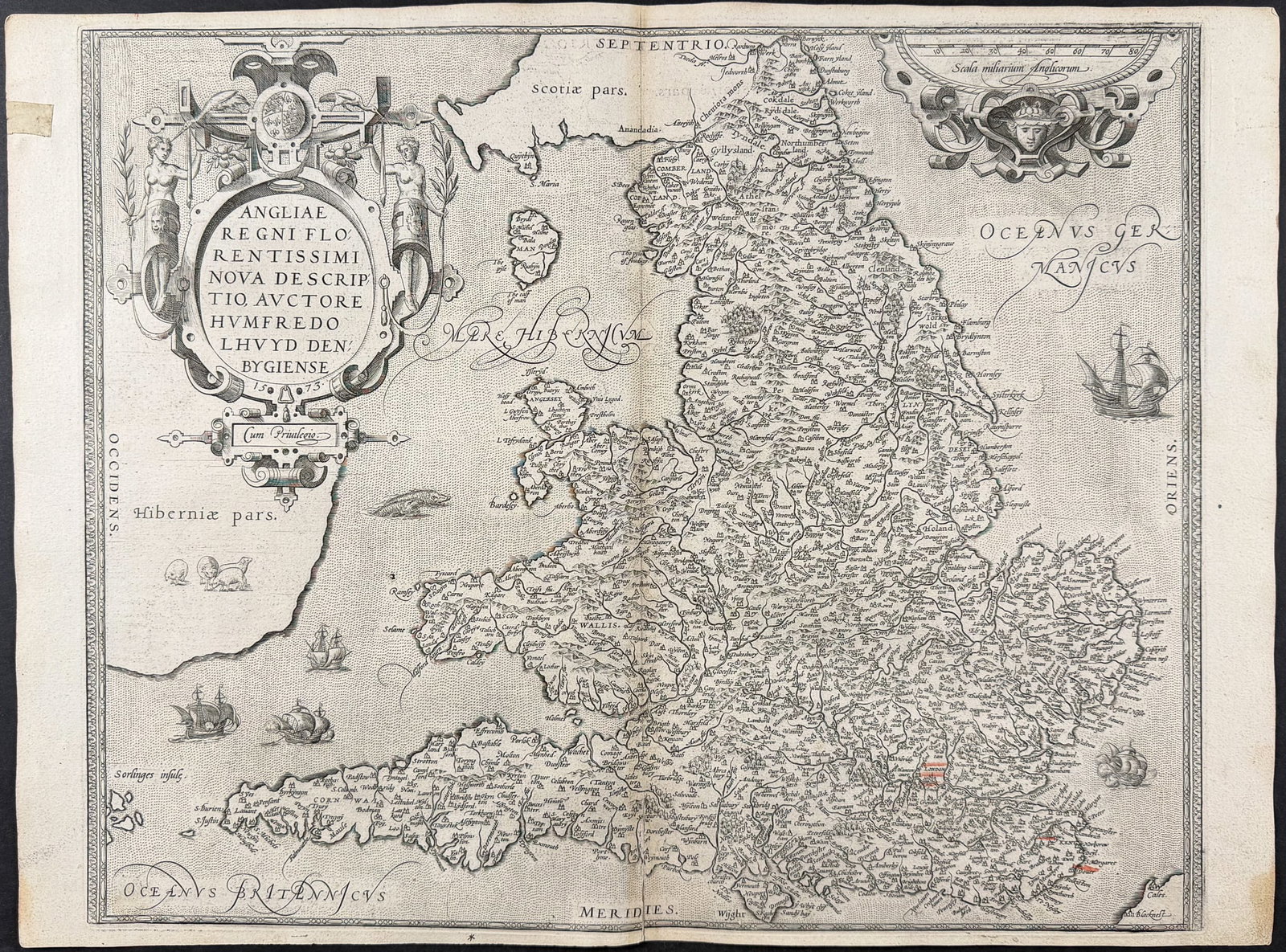 Ortelius, pub. 1575 - Map of England (1 of 2)