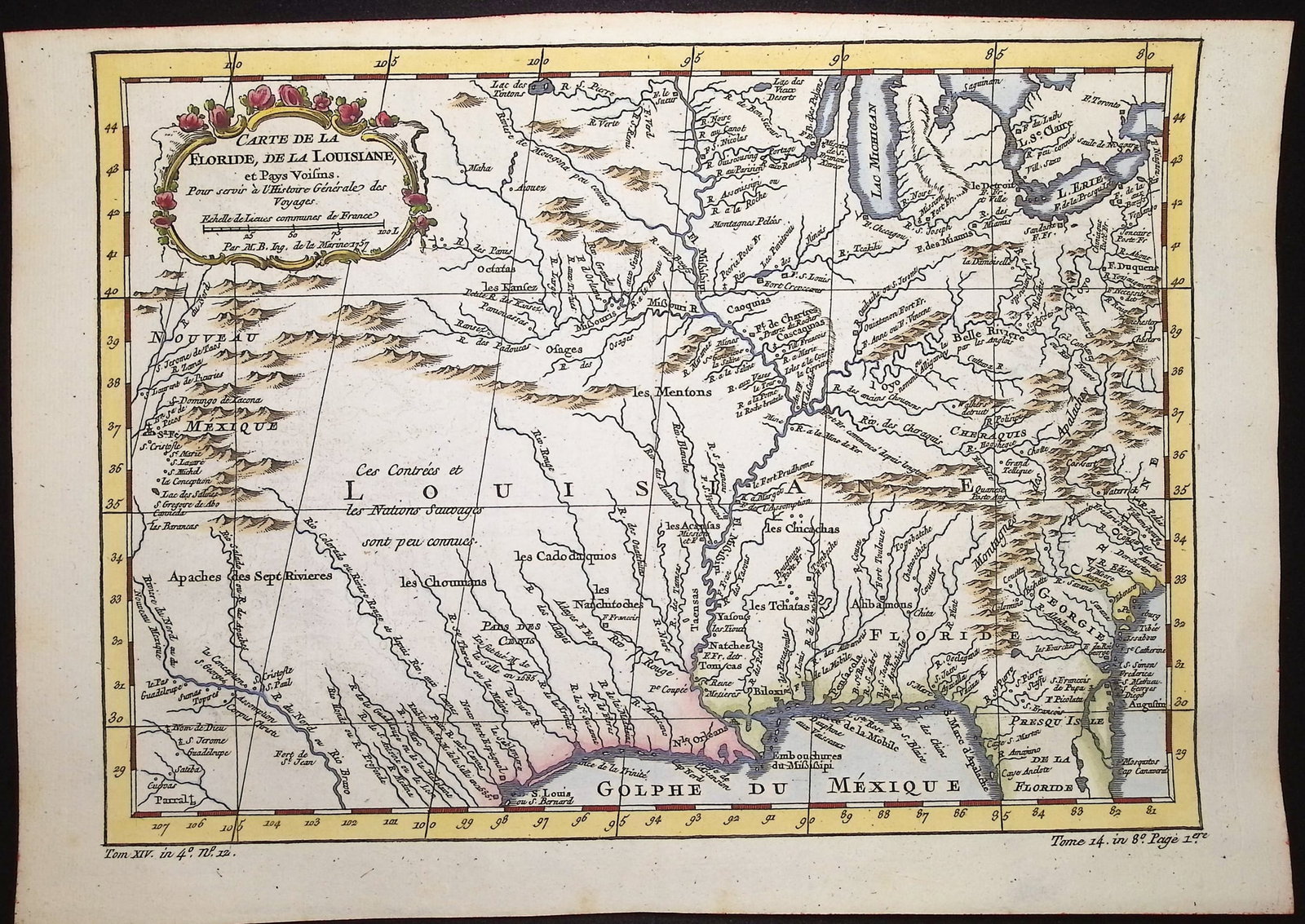 Prevost - Map of Louisiana, Mississippi River, with Great Lakes & Florida (Carte de la Floride, de (1 of 1)