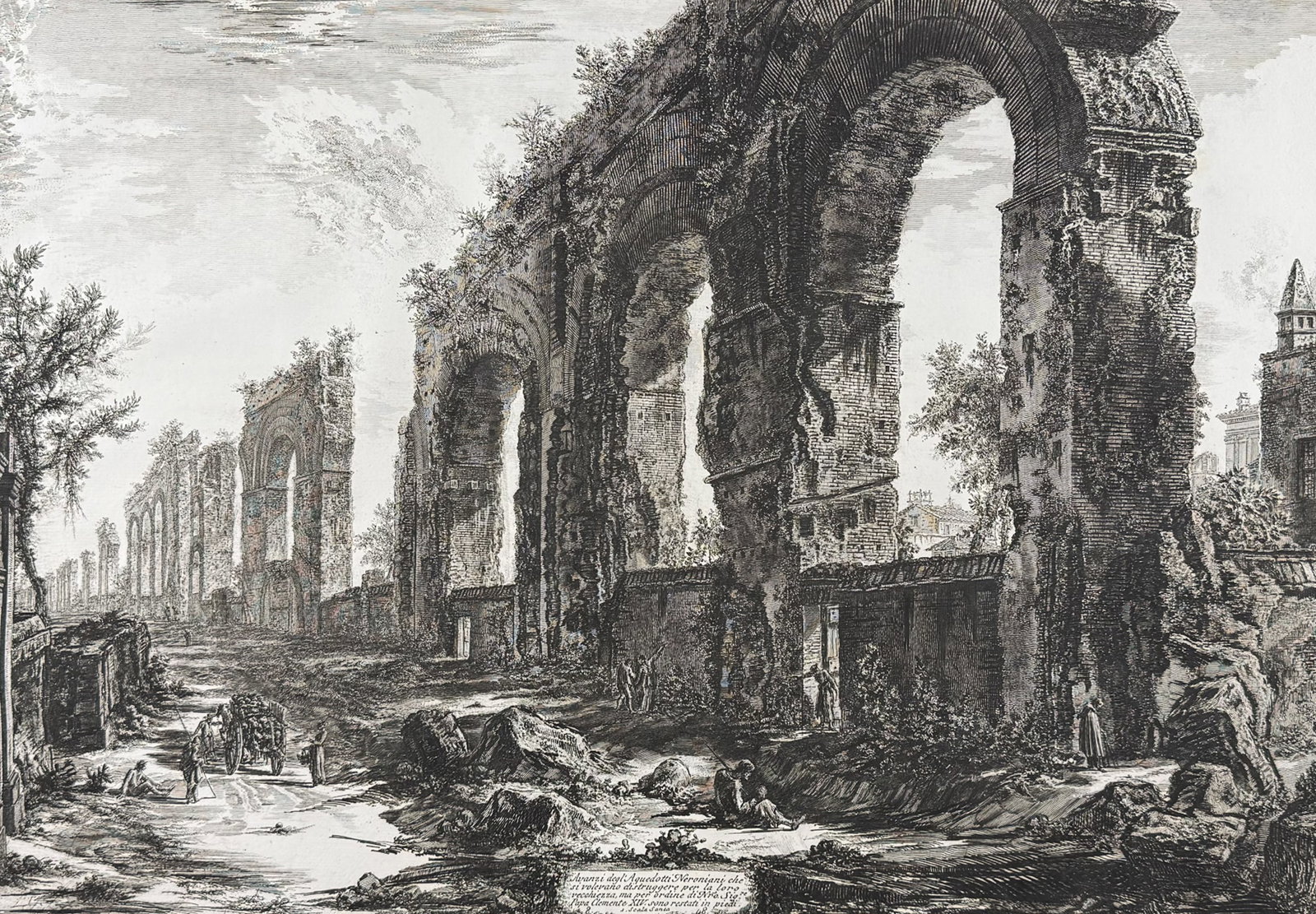 Piranesi, Folio - Remains of the Veronese Aqueducts? [Avanzi degl'Aquedotti Veroniani..]: This extraordinary large folio etching is from Giovanni Battista Piranesi's "Vedute di Roma". This from a mixed edition of the work published in Rome & Paris likely published c1778 to early 1800s. The