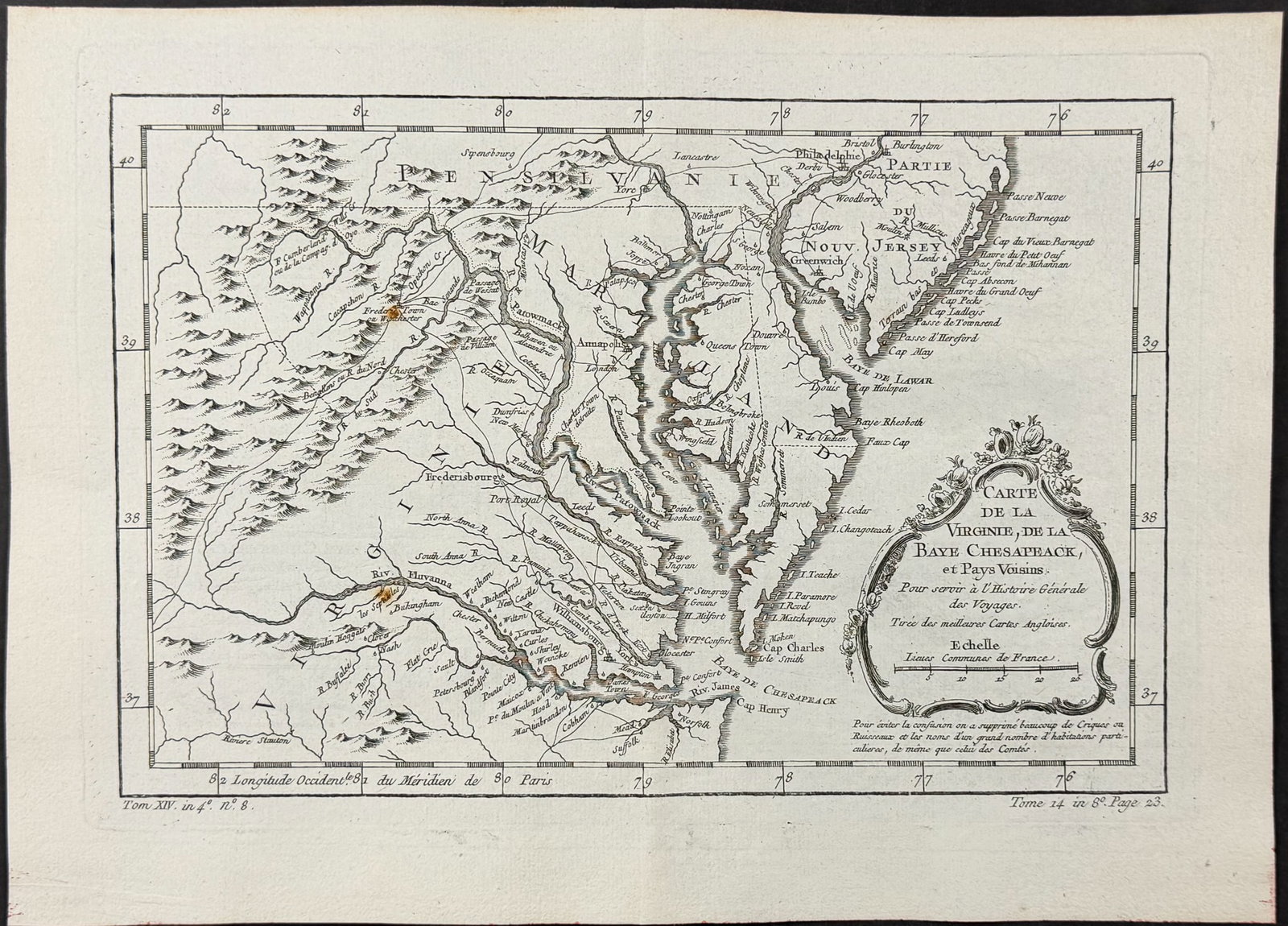 Prevost - Map of Virginia, Chesapeake Bay with New Jersey, Maryland, & Pennsylvania (1 of 1)