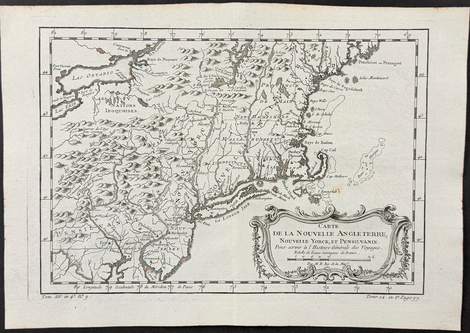 Prevost - Map of New England with New York, Massachusetts, New Hampshire, Lake Erie & Lake Ontario (1 of 1)