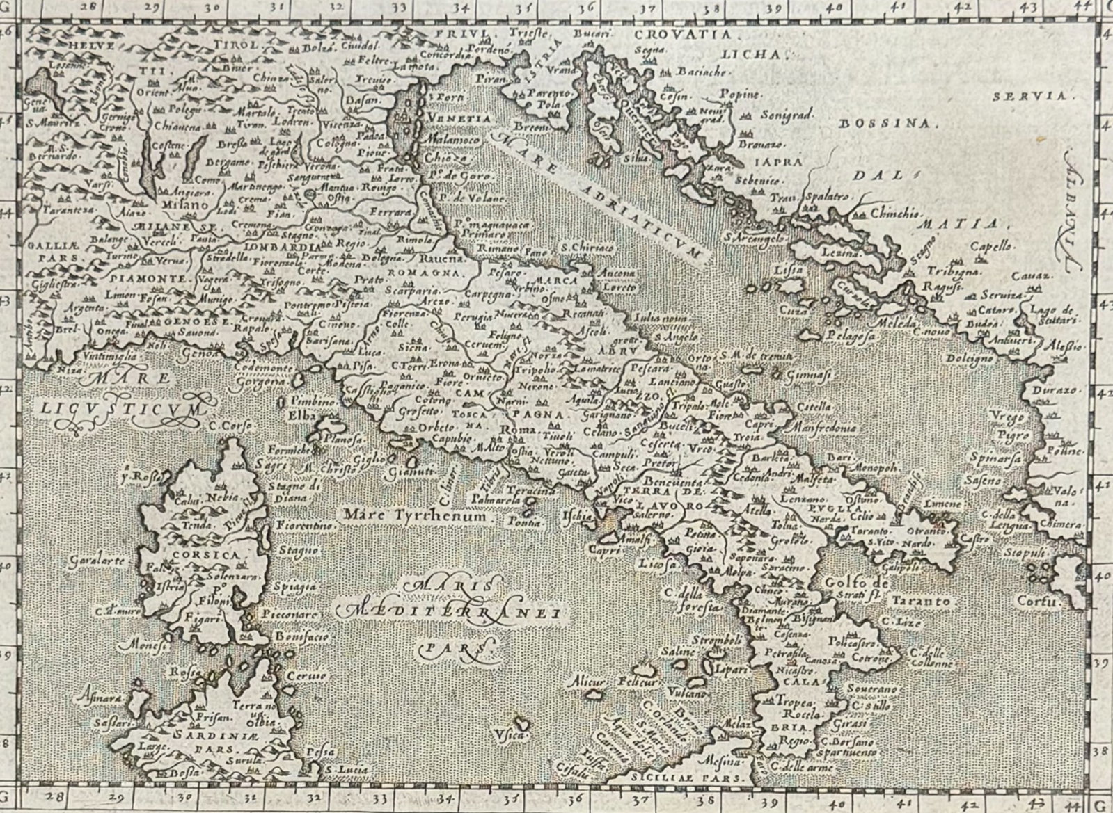 Cernoti & Magini's Ptolemy, pub. 1597 - Map of Italy (1 of 2)