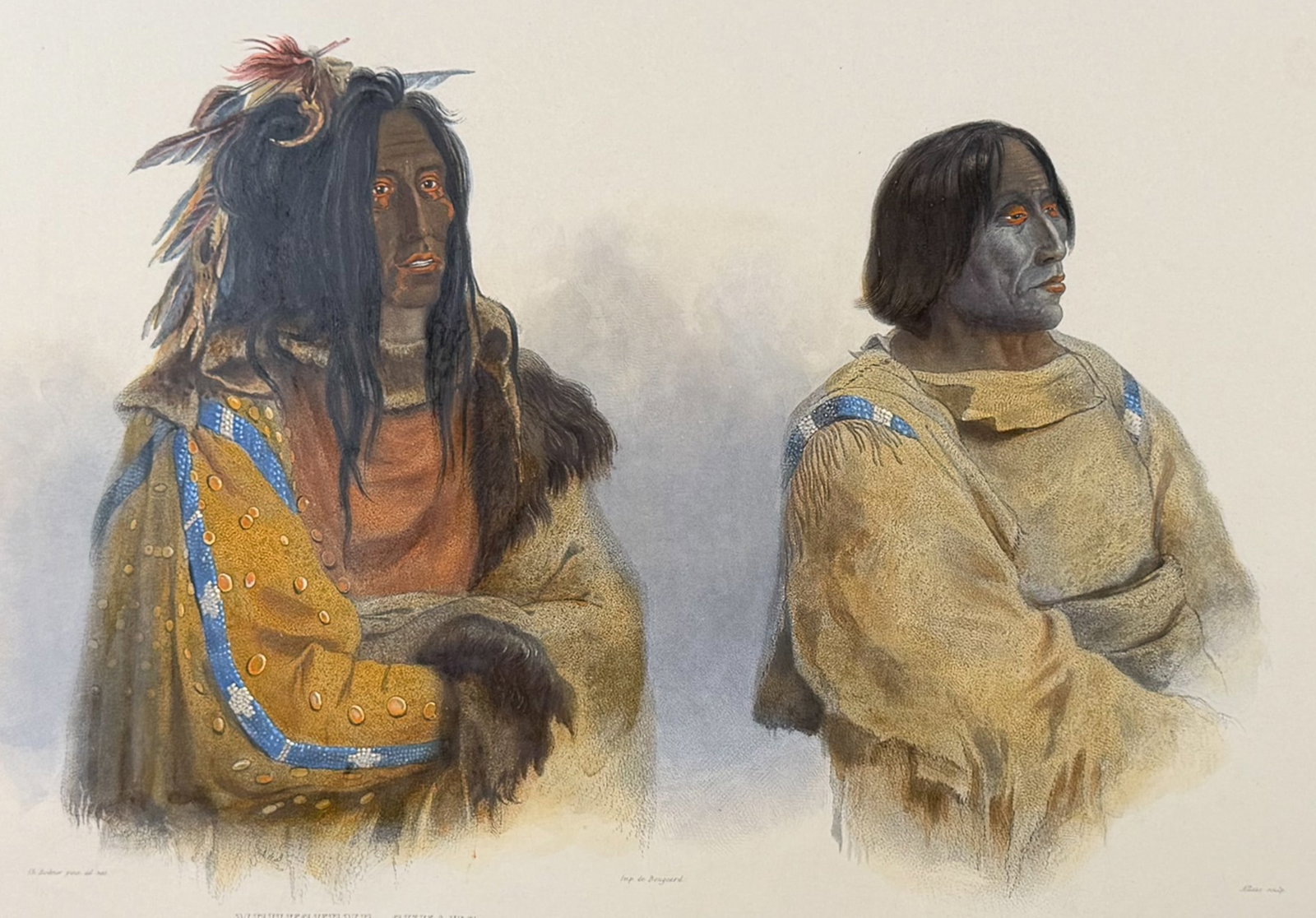 Karl Bodmer - Mehkskeme-Sukas, Blackfoot Chief & Tatsicki-Stomick, Piekann Chief. 43 (1 of 2)