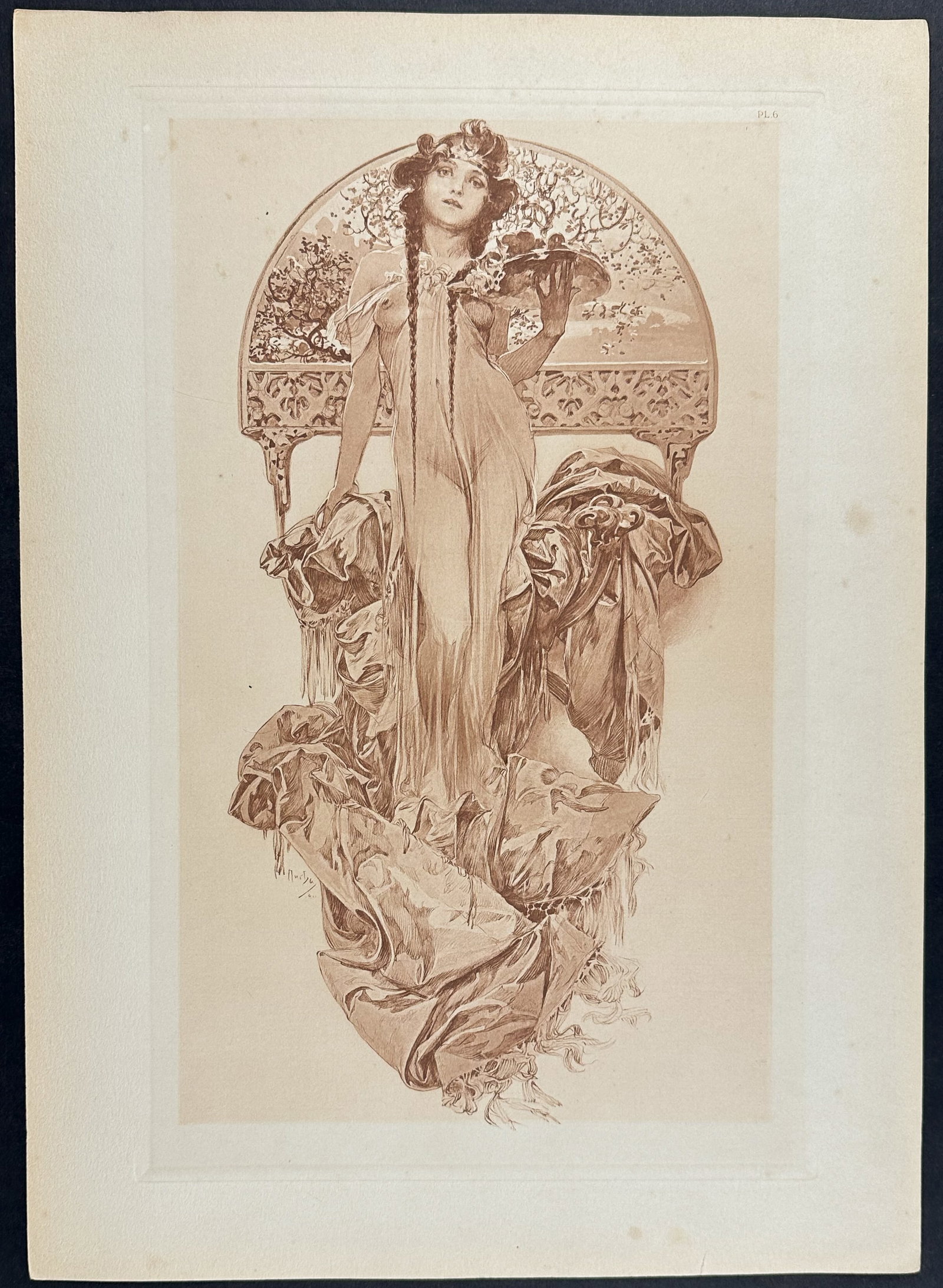 Mucha, Folio - Illustration of Draped Woman. 6 (1 of 1)