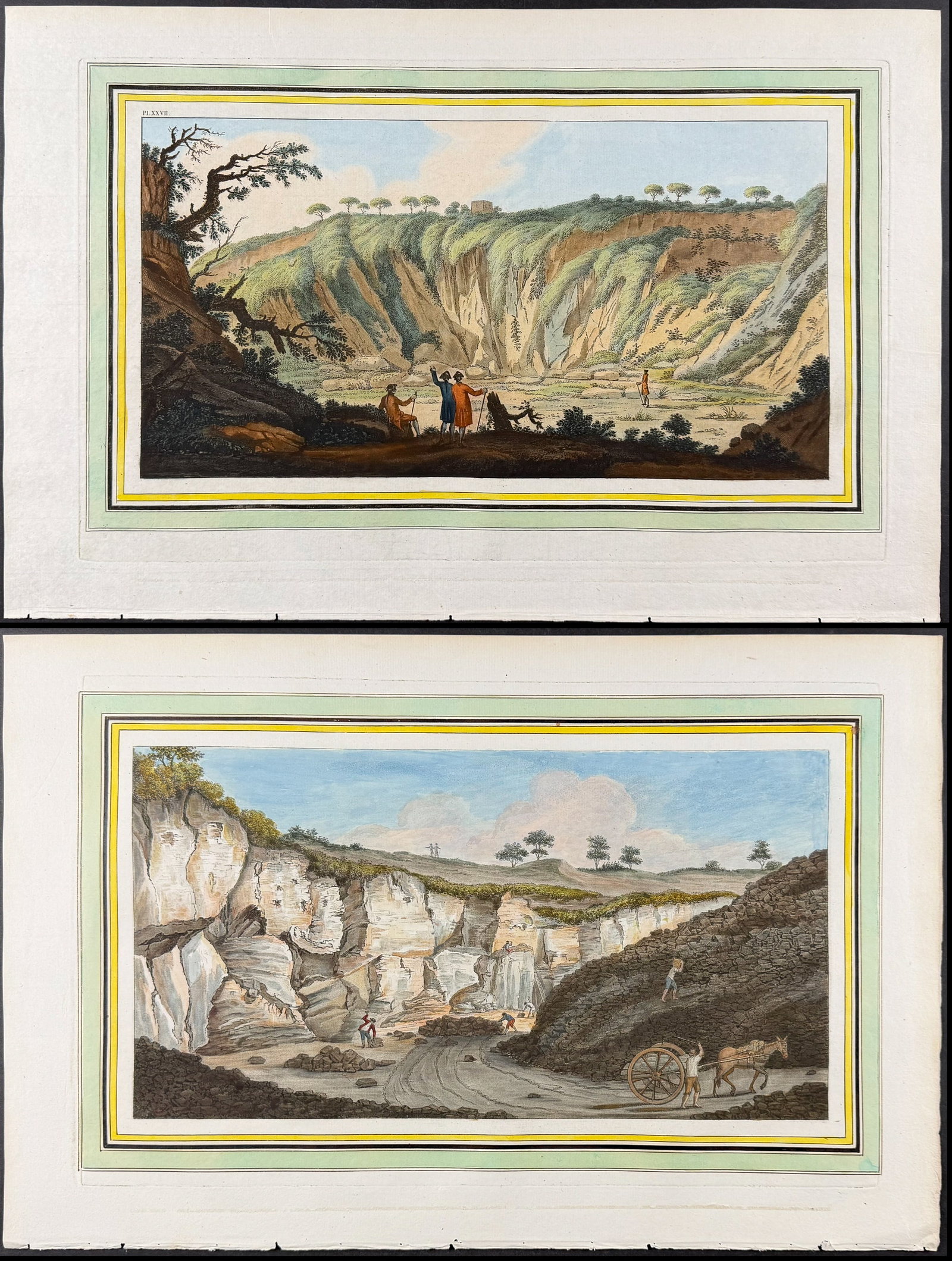 Hamilton & Fabris - 4 Engravings of Volcanoes (from Campi Phlegraei): This sensational engraving is from William Hamilton's Campi Phlegraei, ou Observations sur les Volcans des Deux Siciles. [Phlegraean Fields, or Observations on the Volcanoes of the Two Sicilies]. It i