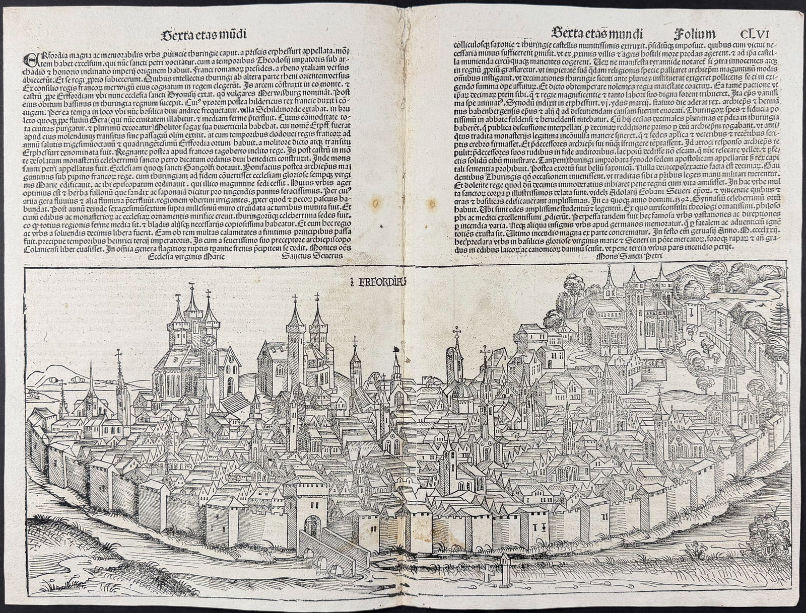 Schedel, pub. 1493 - View of Erfurt, Germany (1 of 2)