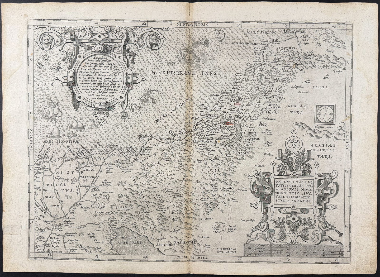 Ortelius, pub. 1575 - Map of the Holy Land (Palestine) (1 of 2)