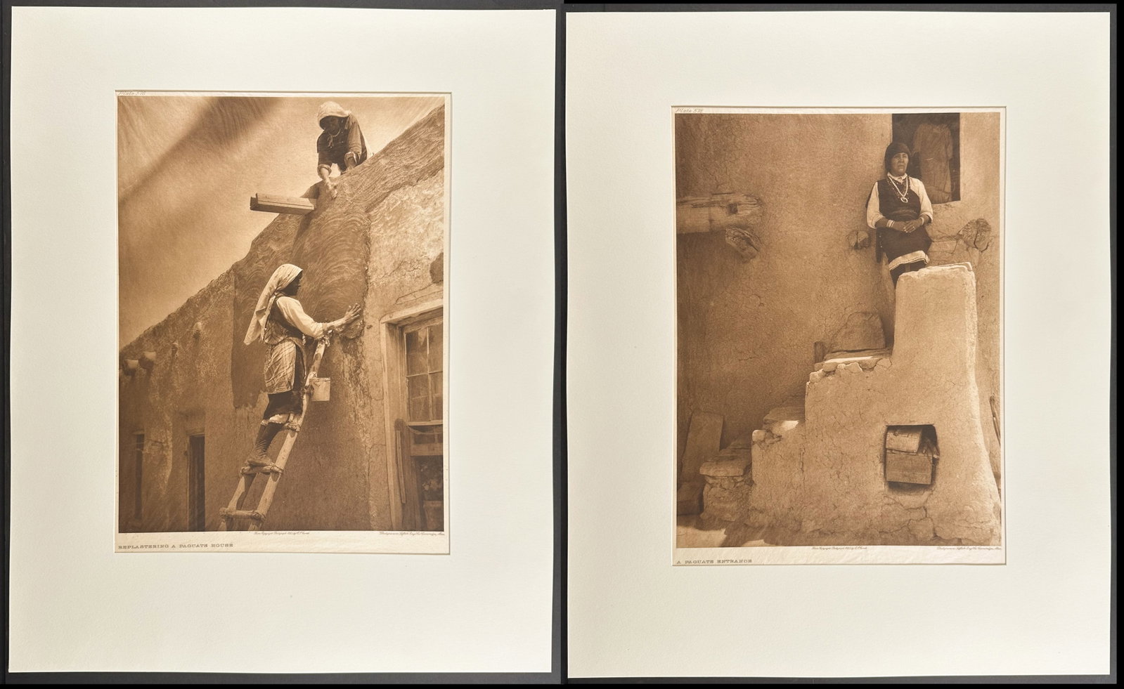 Edward Curtis, Folio - Pair of Native American Photogravures of the Paguate (1 of 3)