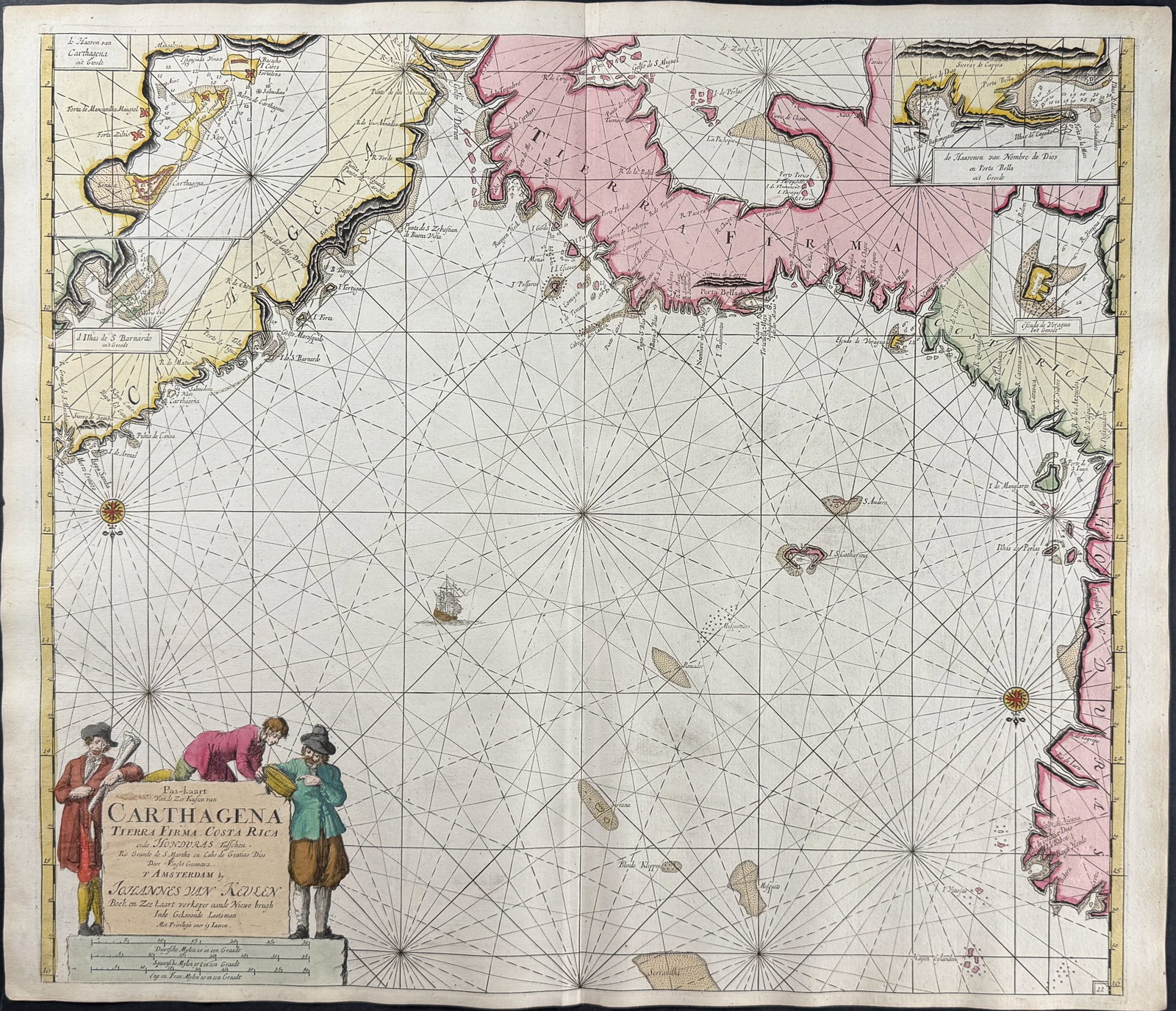 Van Keulen, Rare - Coastal Map from Coasta Rico to Honduras (Cartagena) (1 of 1)