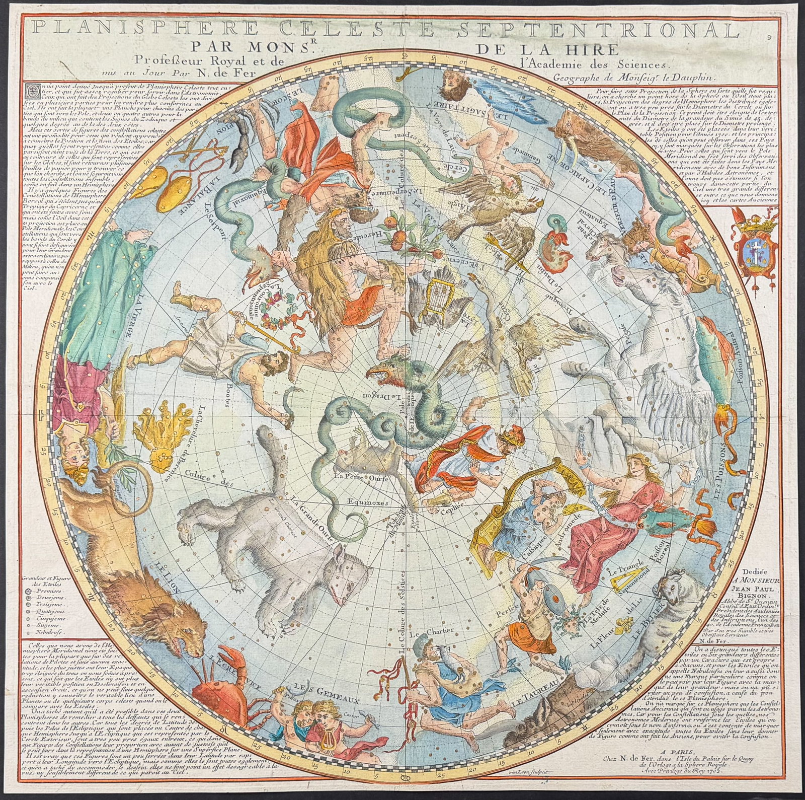 De Fer & De La Hire - Celestial Chart (Planisphere Celeste Septentrional) (1 of 2)