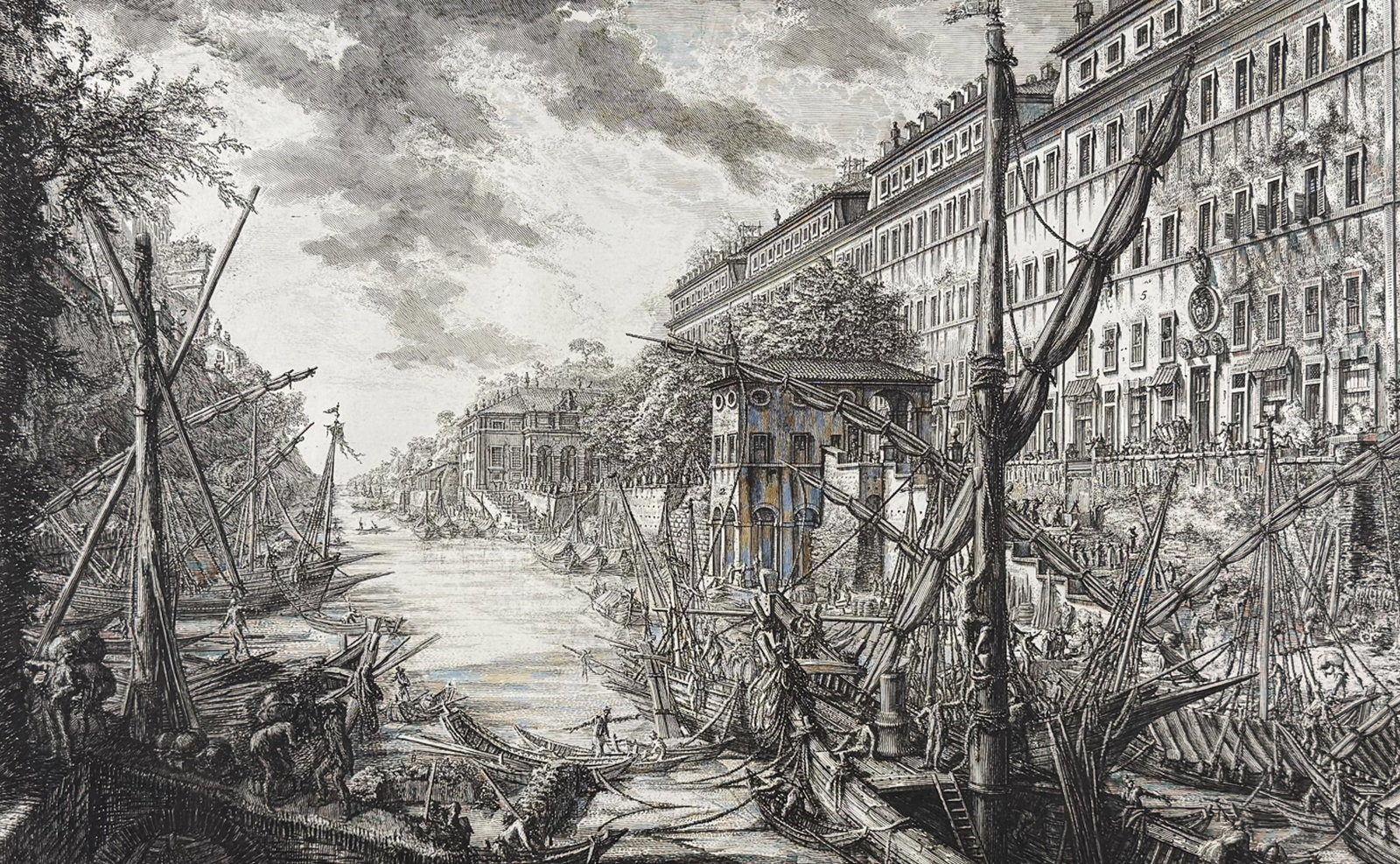 Piranesi, Folio - View of the Port of Ripa Grande [Veduta del Porto di Ripa Grande] (1 of 2)