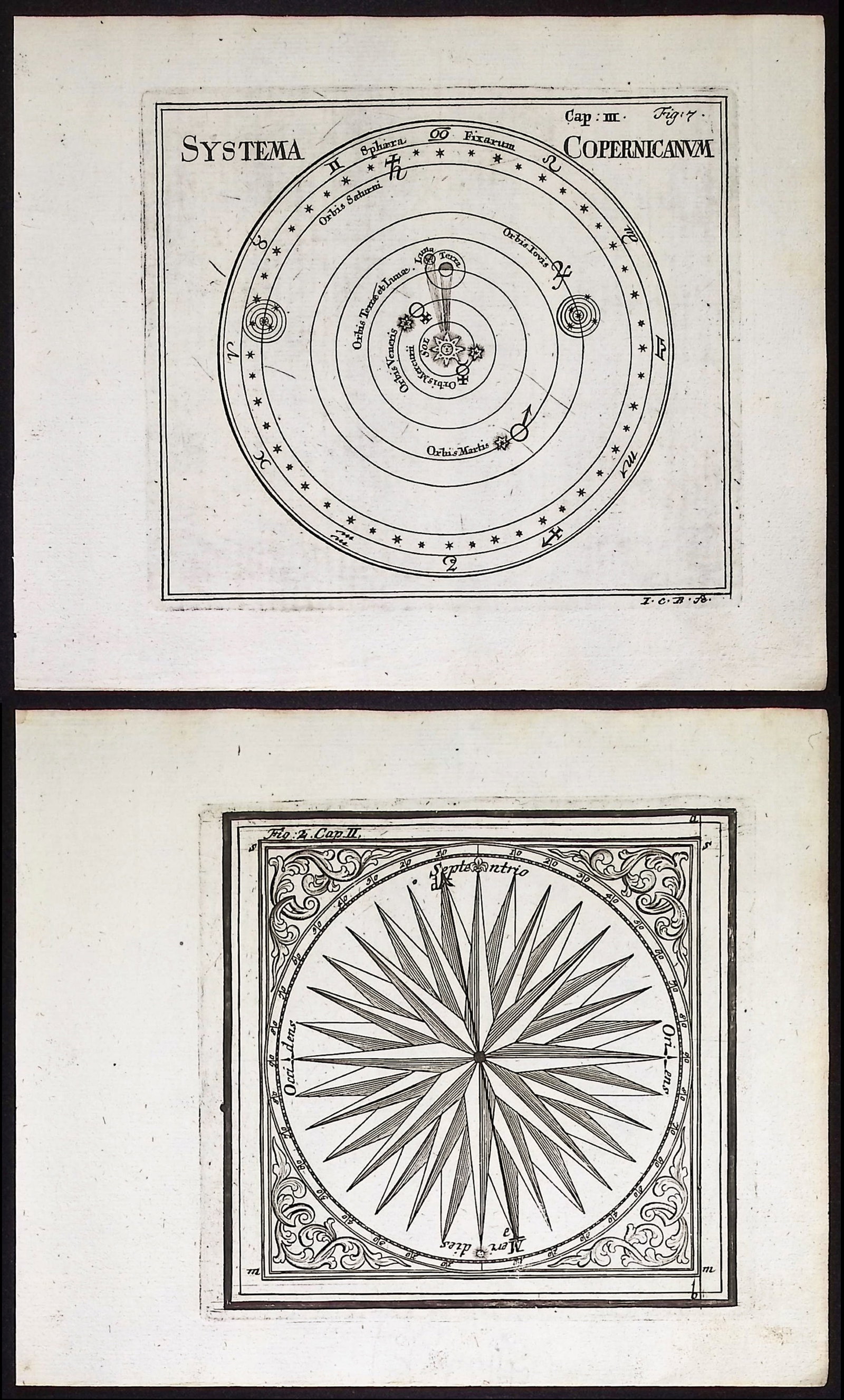 Thomas - 8 Engravings of Scientific Diagrams, Celestial Charts, Compass Rose (1 of 9)