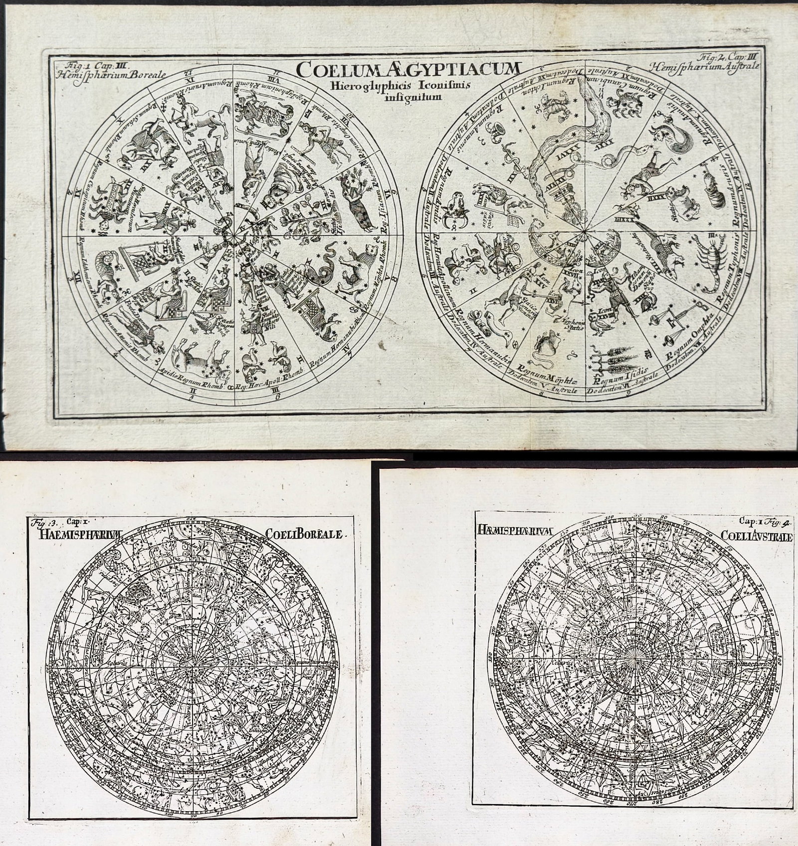 Thomas - Pair of Engravings of Constellation or Celestial Charts of the Northern & Southern: This celestial engraving is from Corbinian Thomas's Mercurii philosophici firmamentum Firmianum descriptionem et usum globi artificialis coelestis. The work was published in Augsburg in 1731 by Merz u
