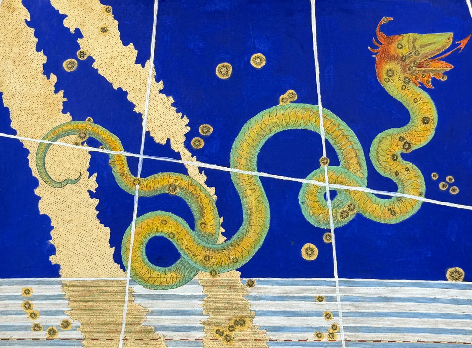 Bayer - Constellation or Star Chart of Serpens (Serpent) (1 of 2)