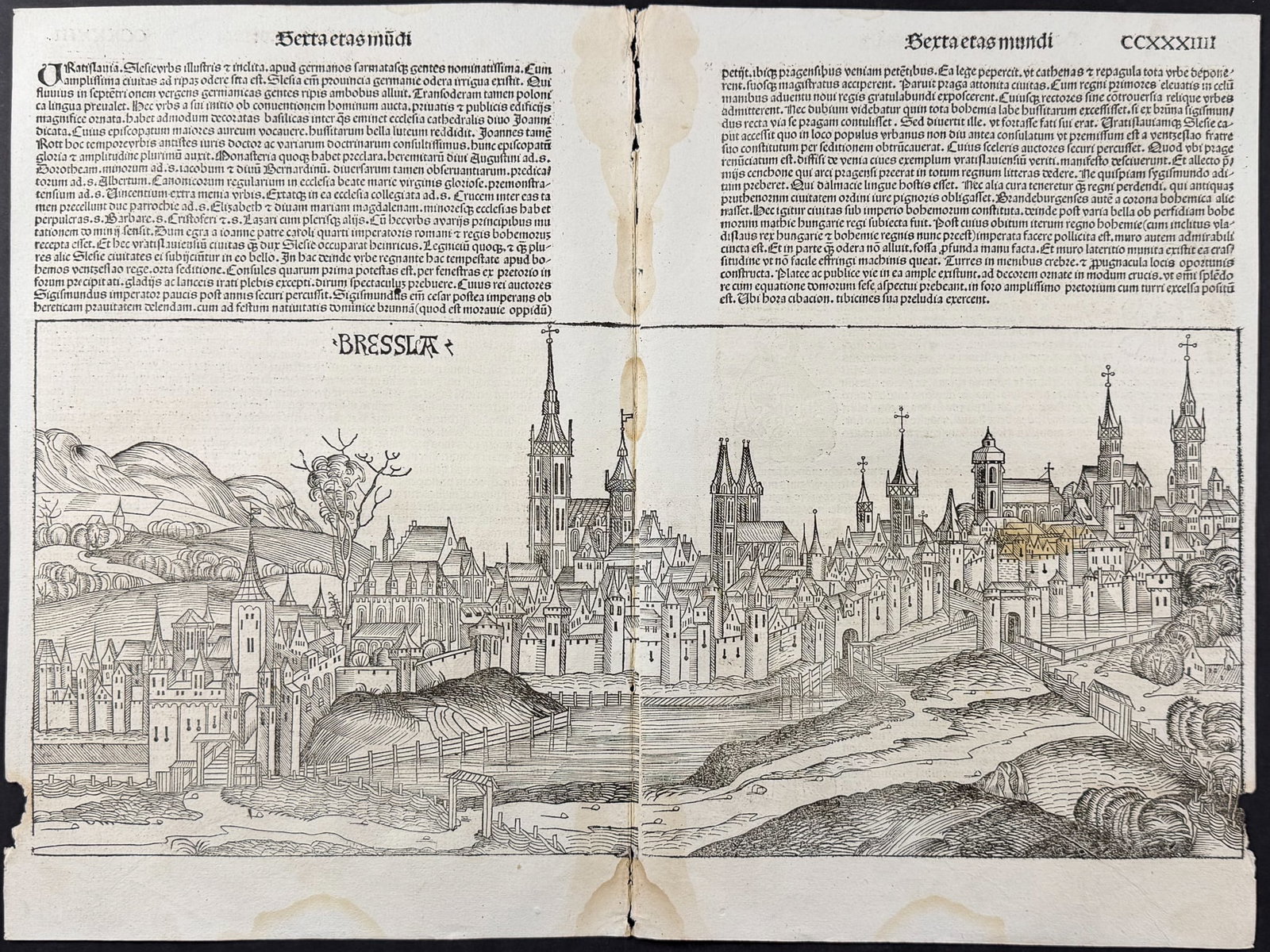 Schedel, pub. 1493 - 10 Pages with Text & Images of Historical Figures: This important and historic engraving is from Hartmann Schedel Liber Chronicarum, more commonly known as the Nuremberg Chronicle. This is the first edition / printing of the work. It is the Latin edit