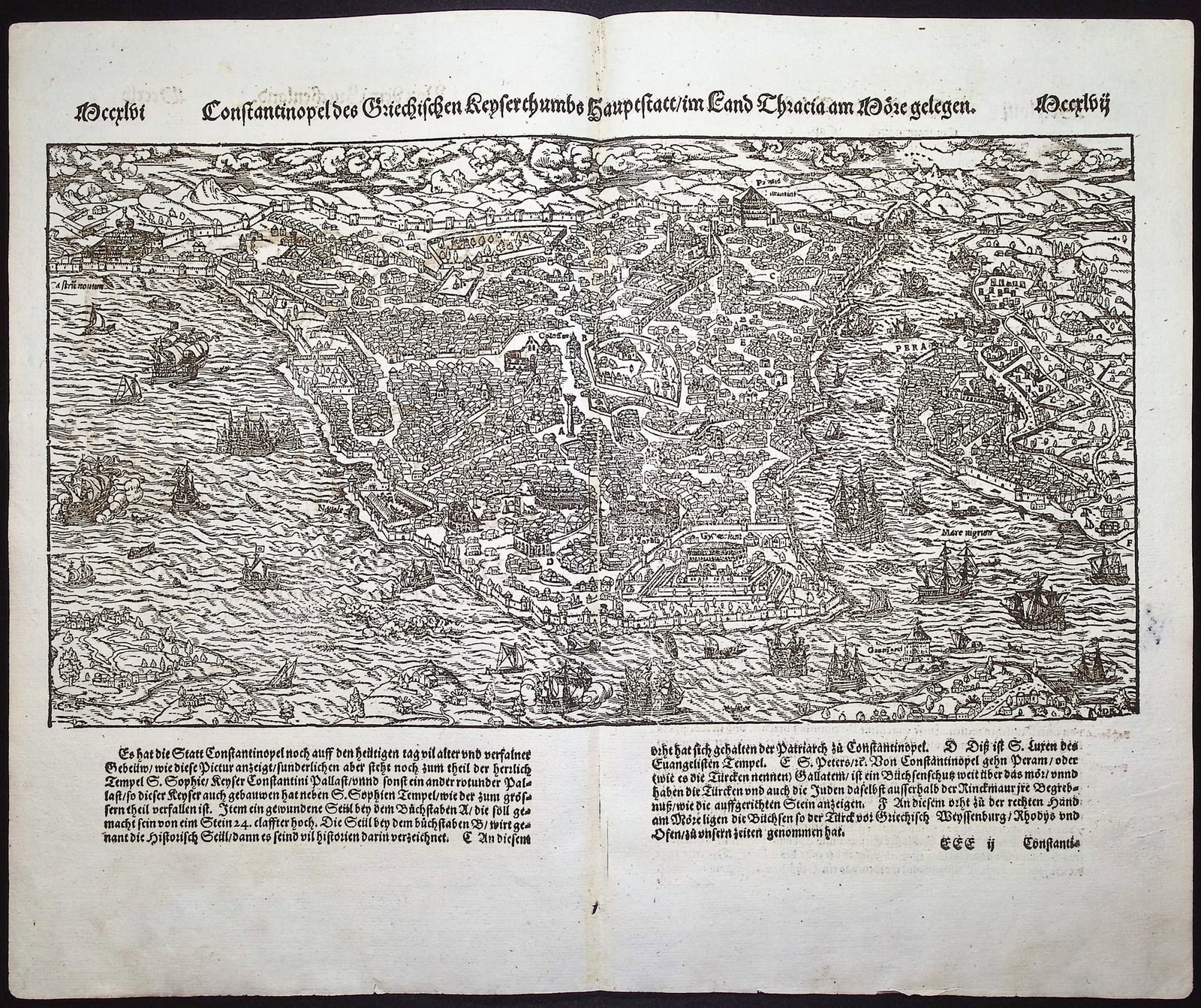 Munster, pub. 1592 - View of Constantinople (Istanbul), Turkey (1 of 2)