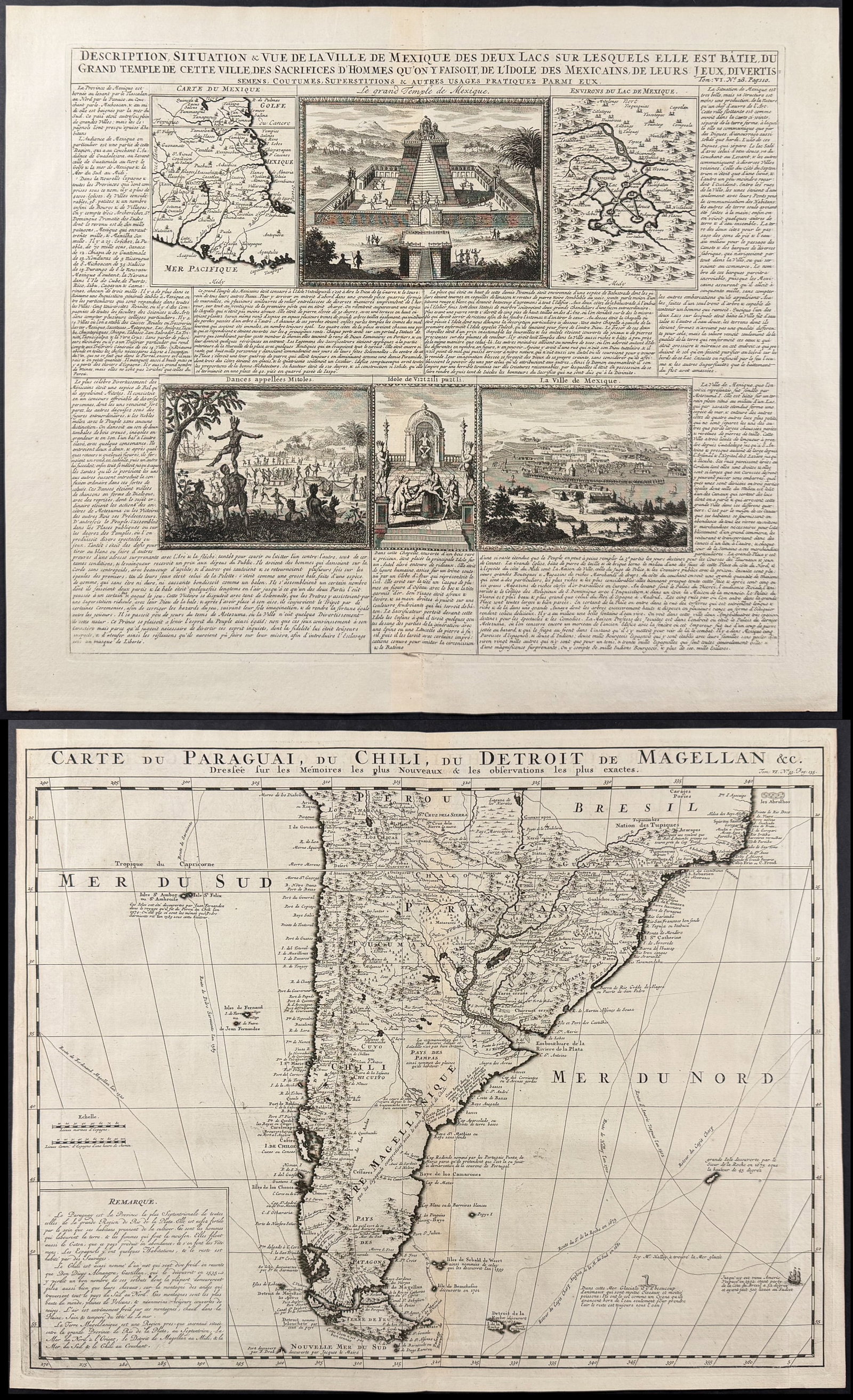 Chatelain - 3 Engravings on South America, Mexico, Panama: This historic engraving is from Henri Abraham Chatelain's Atlas Historique. The work was published by the author in Amsterdam between 1718 and 1720. The text was compiled by Gueudeville & Garillon. Th