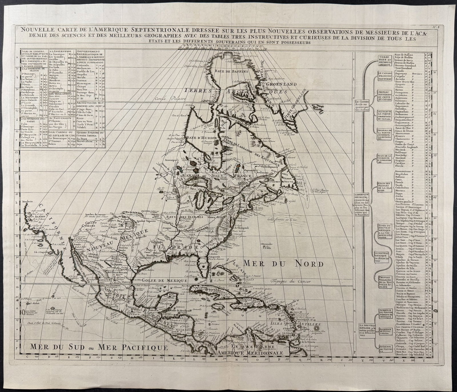 Chatelain - Map of North America with Canada, Great Lakes, New England, Florida, California, Mexico (1 of 1)