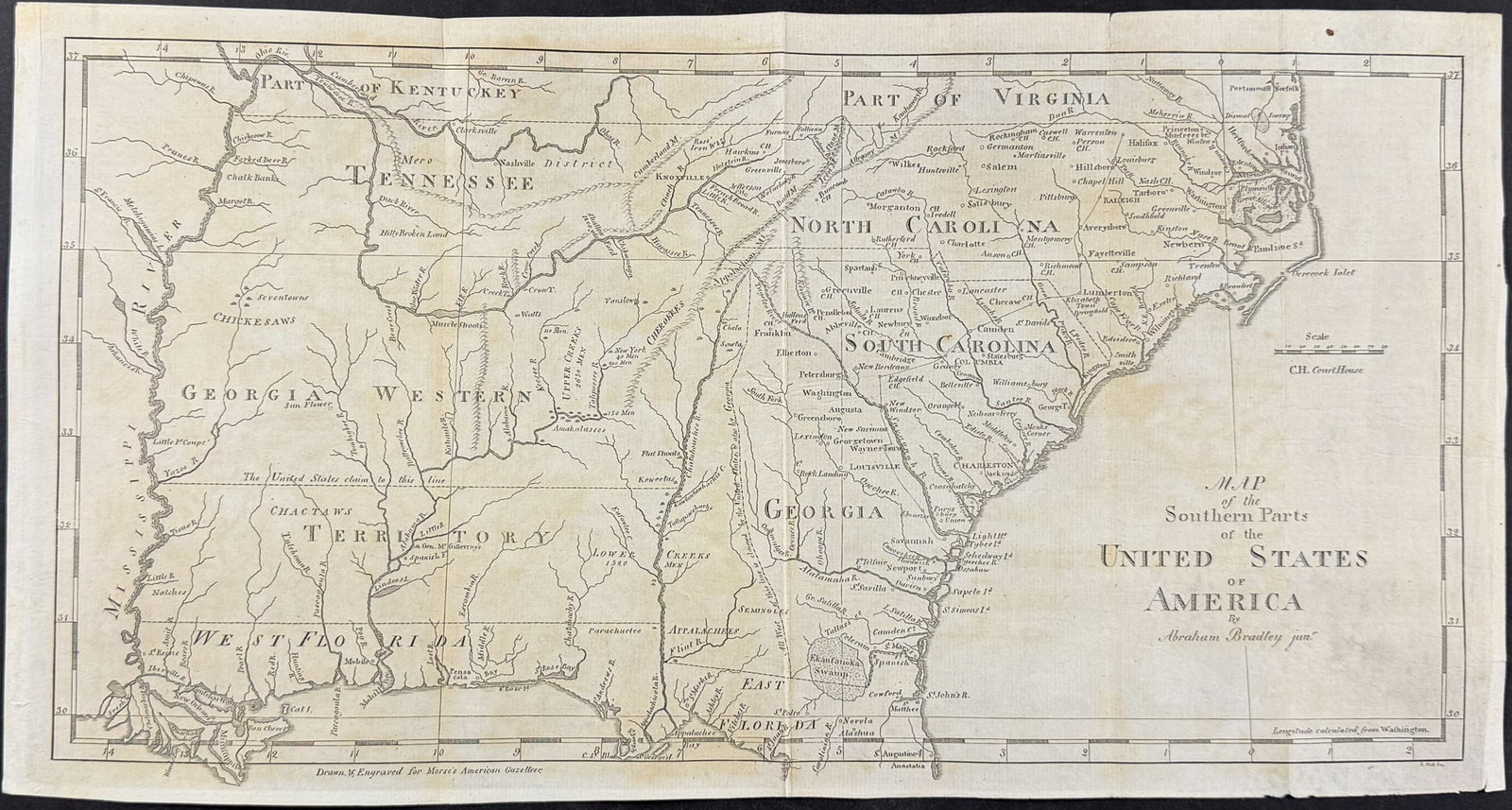 Morse - Map of the Southern Parts of the United States of America by Abraham Bradley (Virginia, (1 of 1)