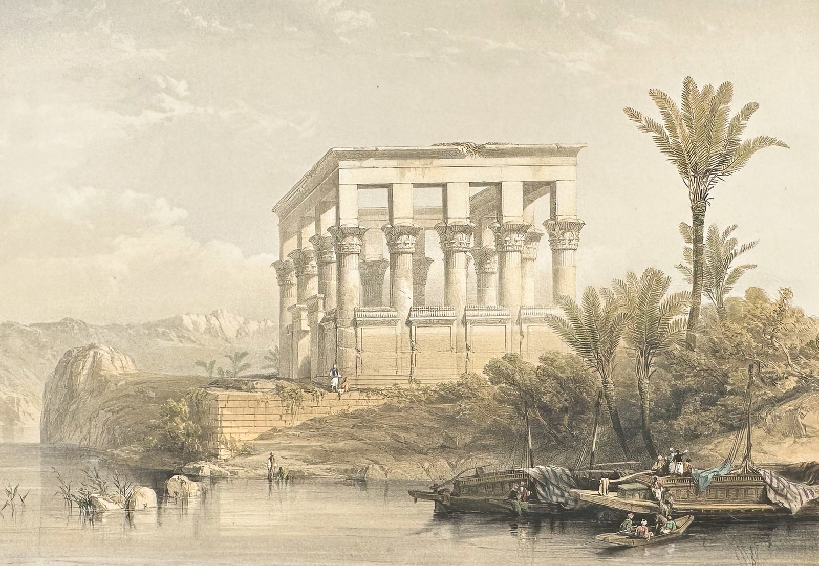 David Roberts - The Hypaethral Temple at Philae: David Roberts' most famous work, Holy Land, Syria, Idumea, Arabia, Egypt, & Nubia, was published by E. G. Moon in London between 1846 and 1849. This work is known for its extremely detailed duotone li
